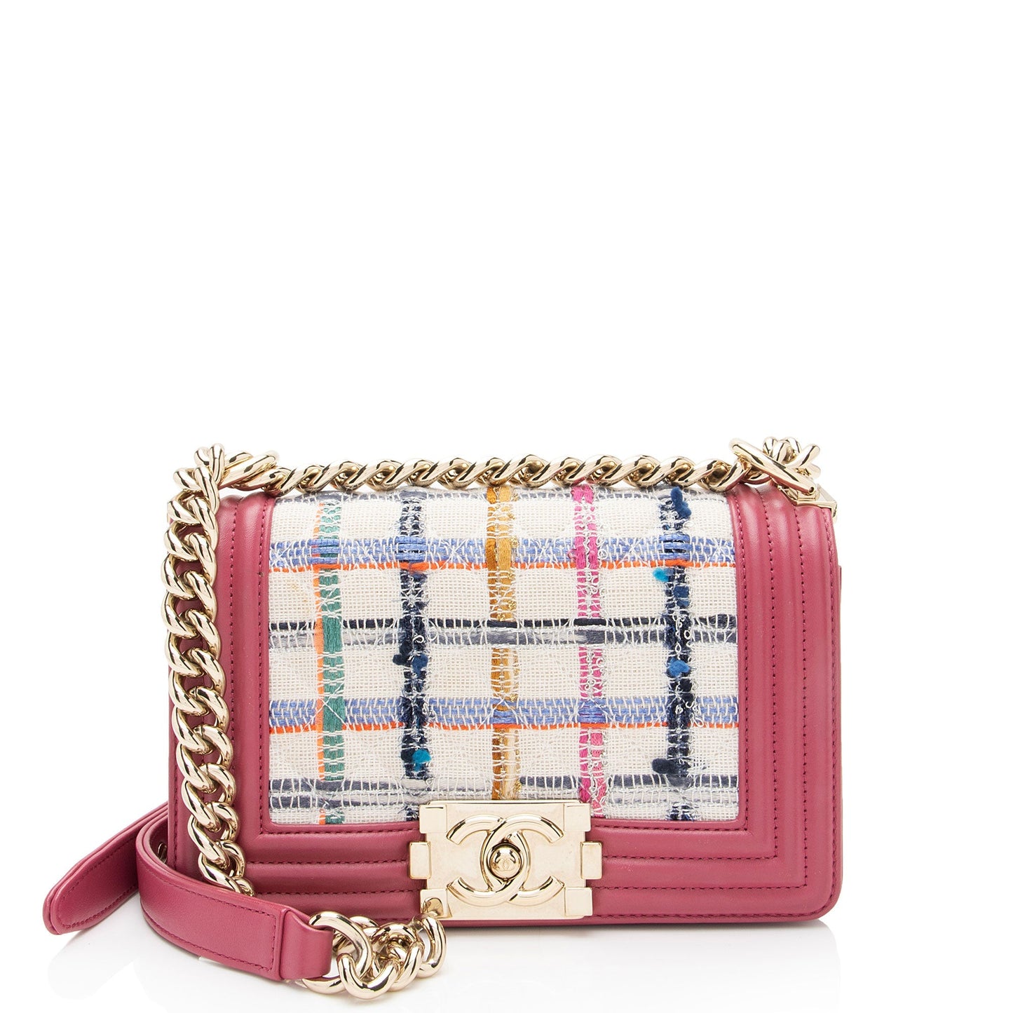 Chanel Lambskin Tweed Boy Small Handbag