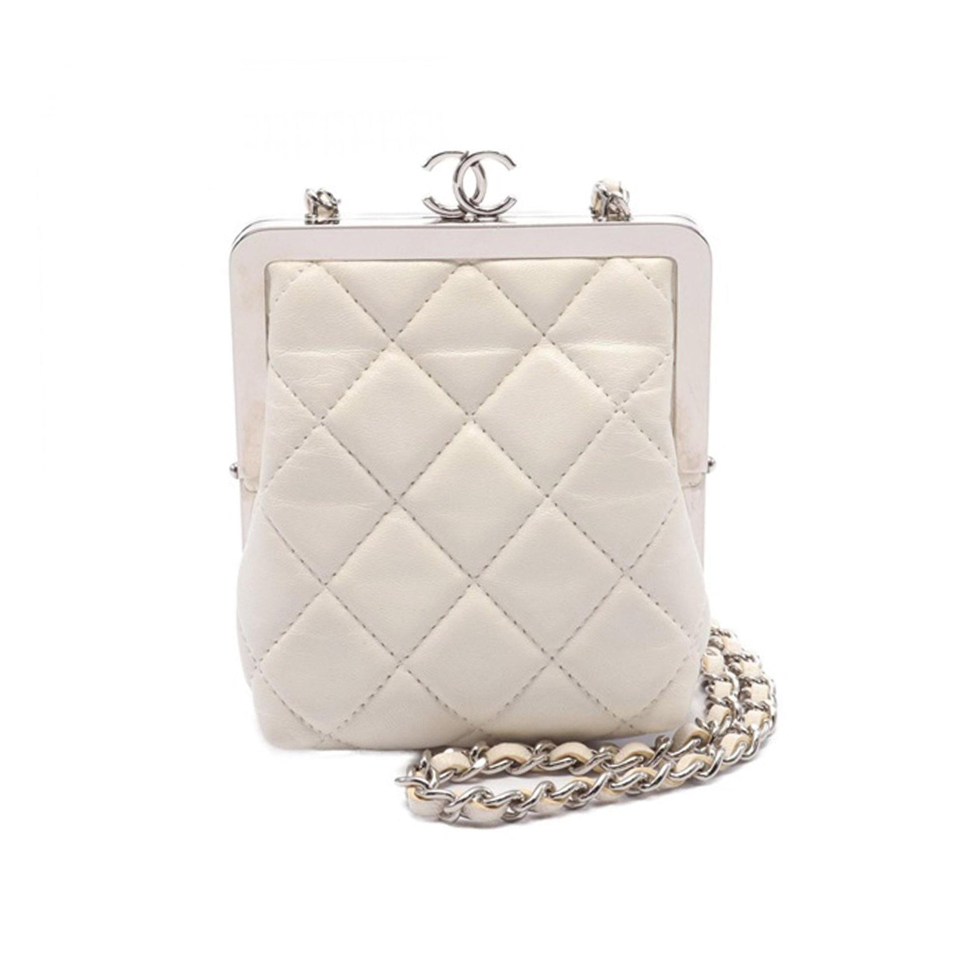 Chanel Lambskin Acrylic Kiss Clutch Bag Chain 2