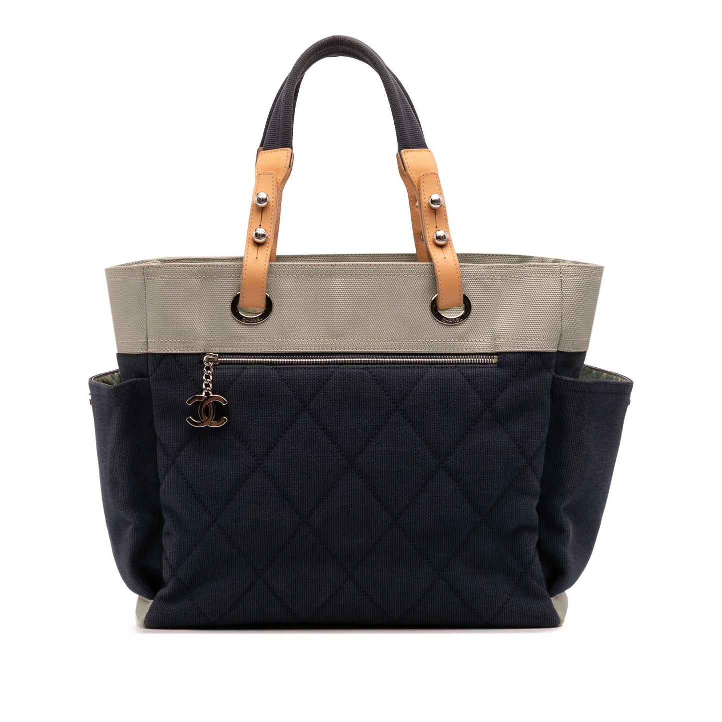 Chanel Bicolor Quilted Paris Biarritz Canvas Tote Bag