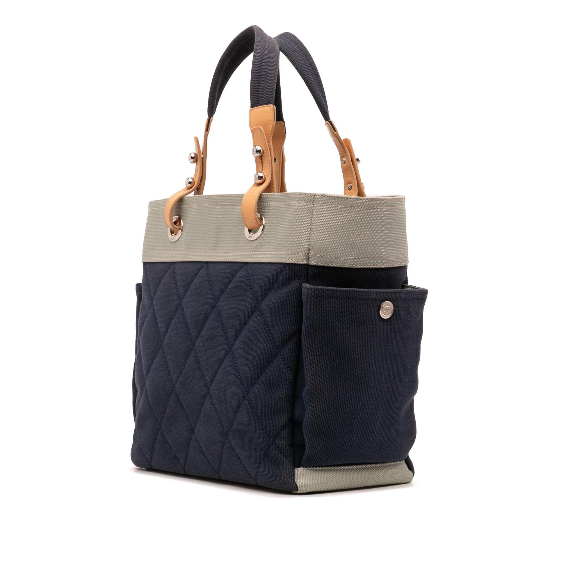 Chanel Bicolor Quilted Paris Biarritz Canvas Tote Bag