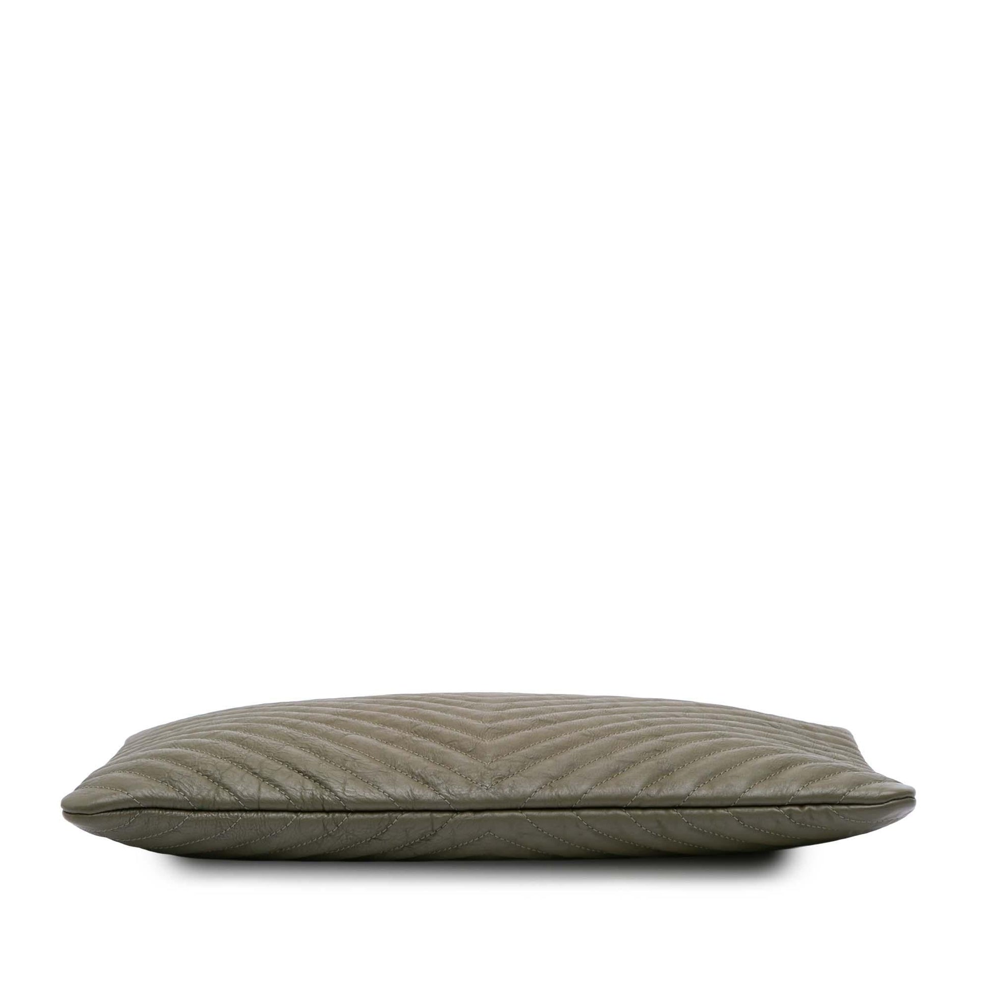 Chanel CC Chevron Calfskin O Clutch Bag