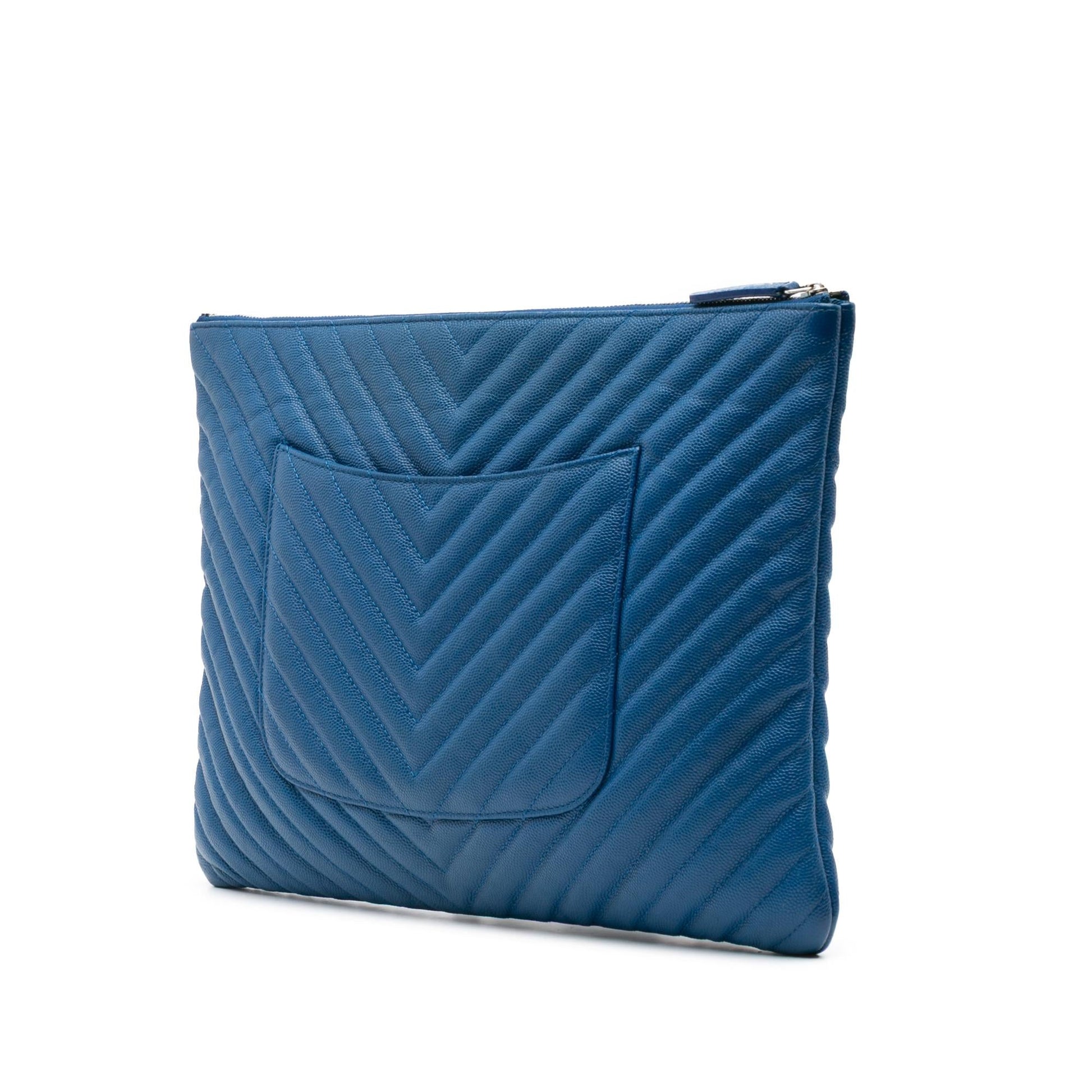 Chanel CC Chevron Caviar O Clutch Bag