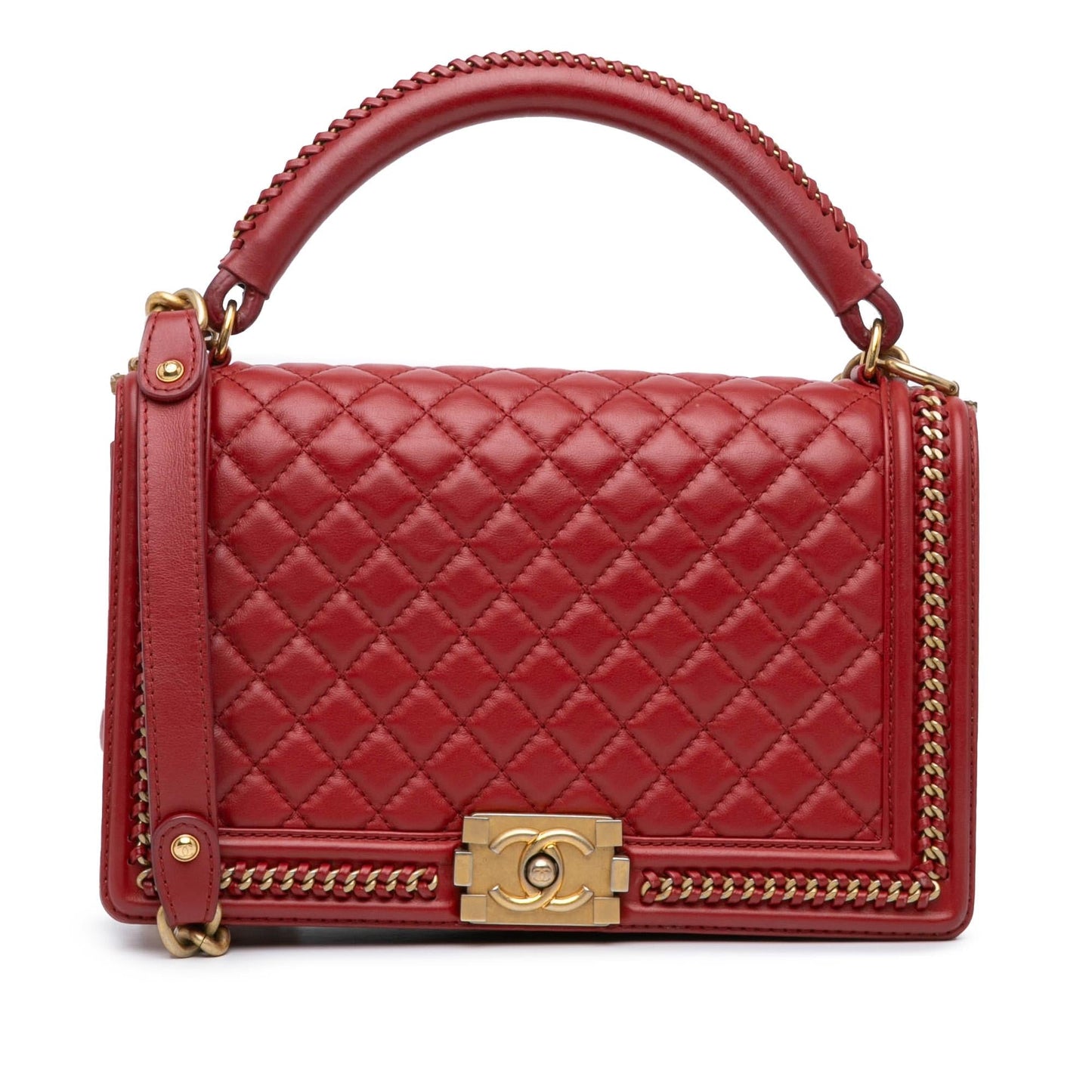 Chanel Calfskin Boy Around Top Handle Flap Handbag
