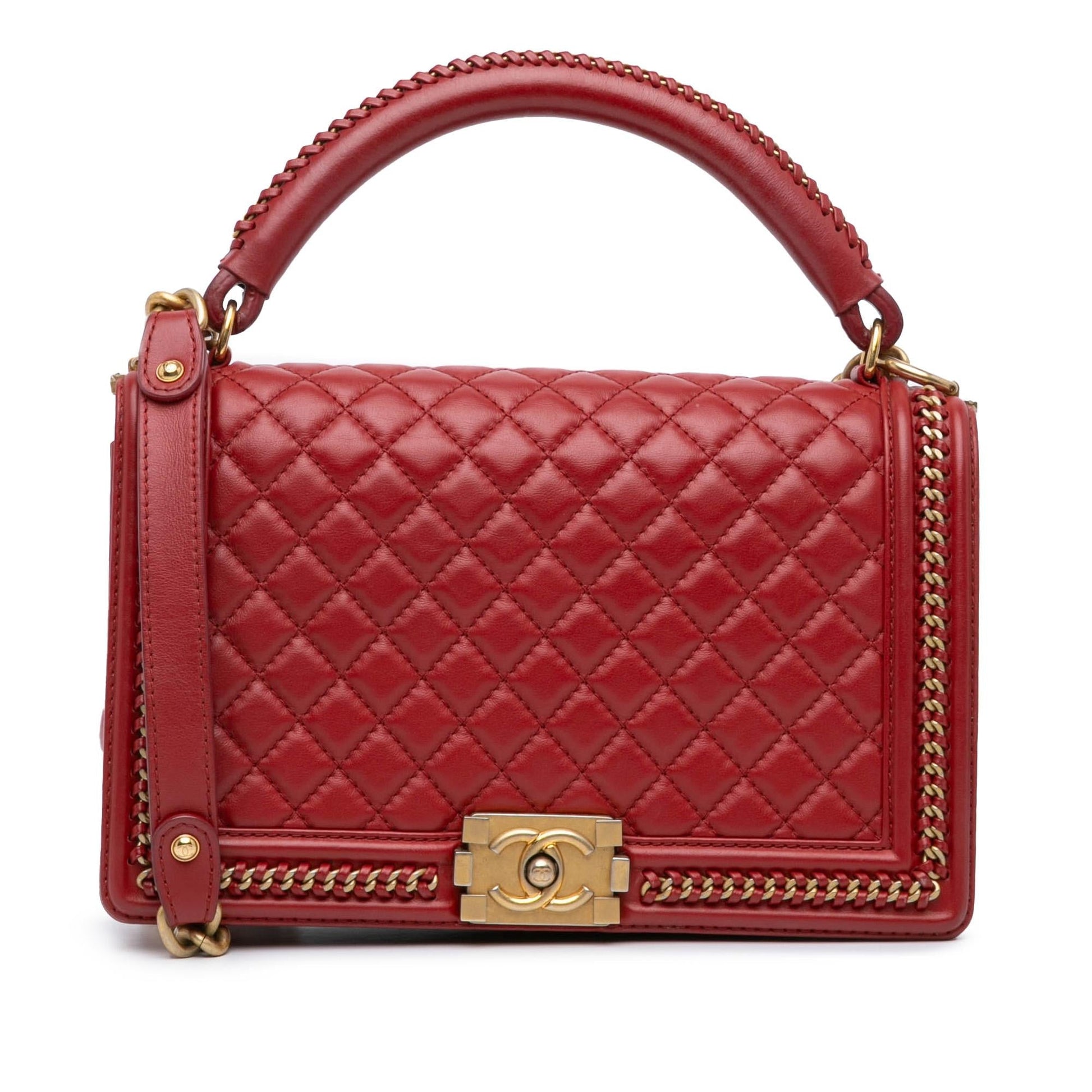 Chanel Calfskin Boy Around Top Handle Flap Handbag