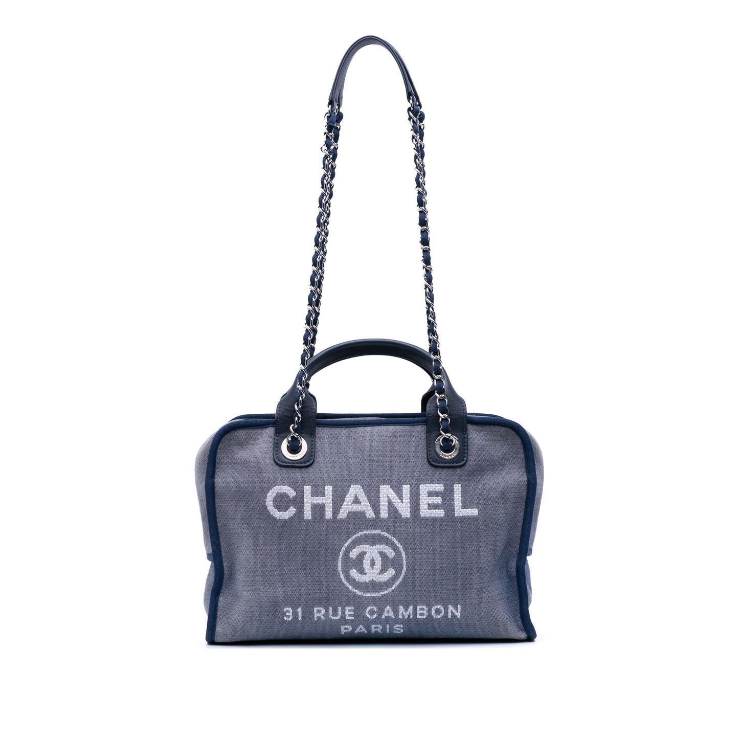 Chanel Denim Deauville Bowling Handbag