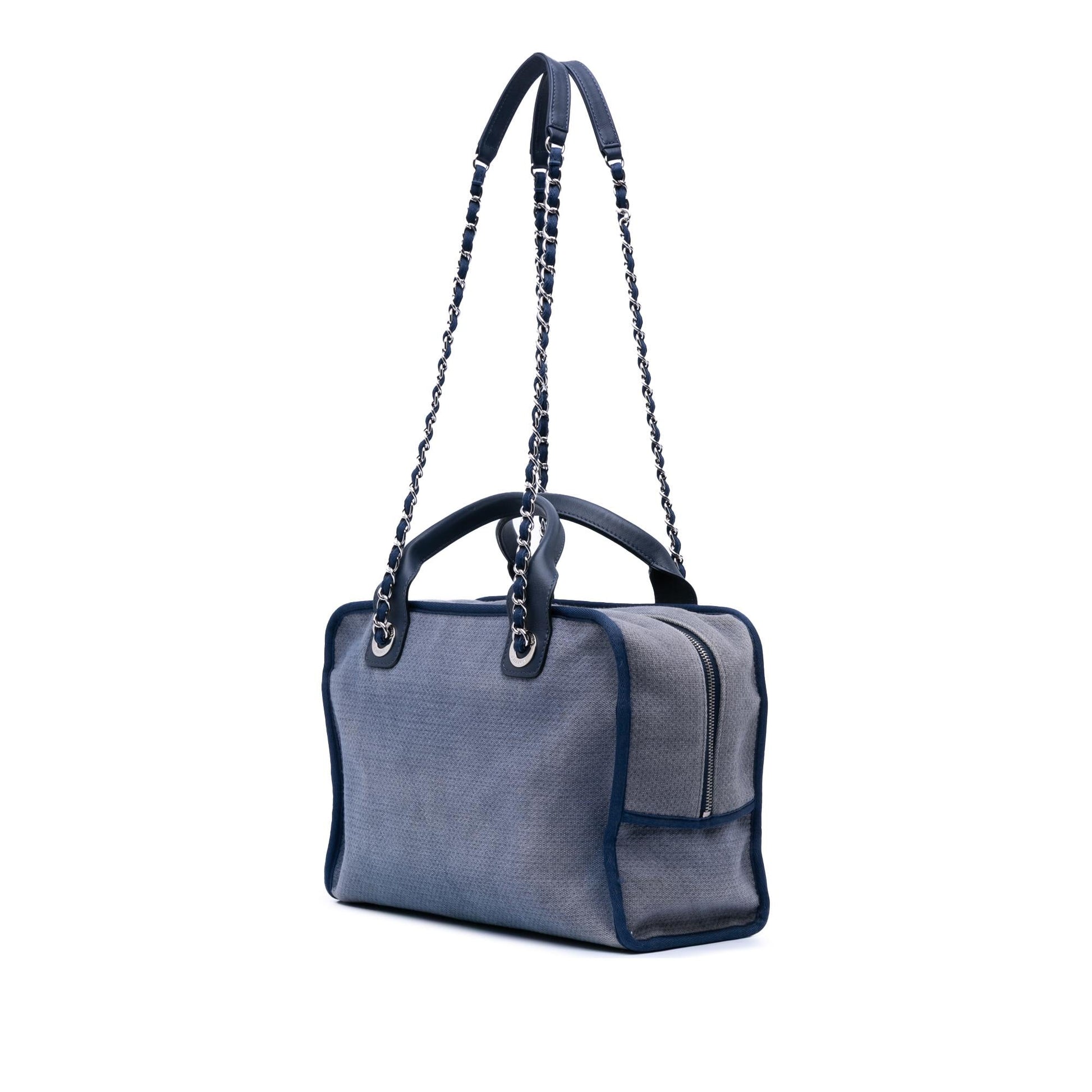 Chanel Denim Deauville Bowling Handbag Bag 1