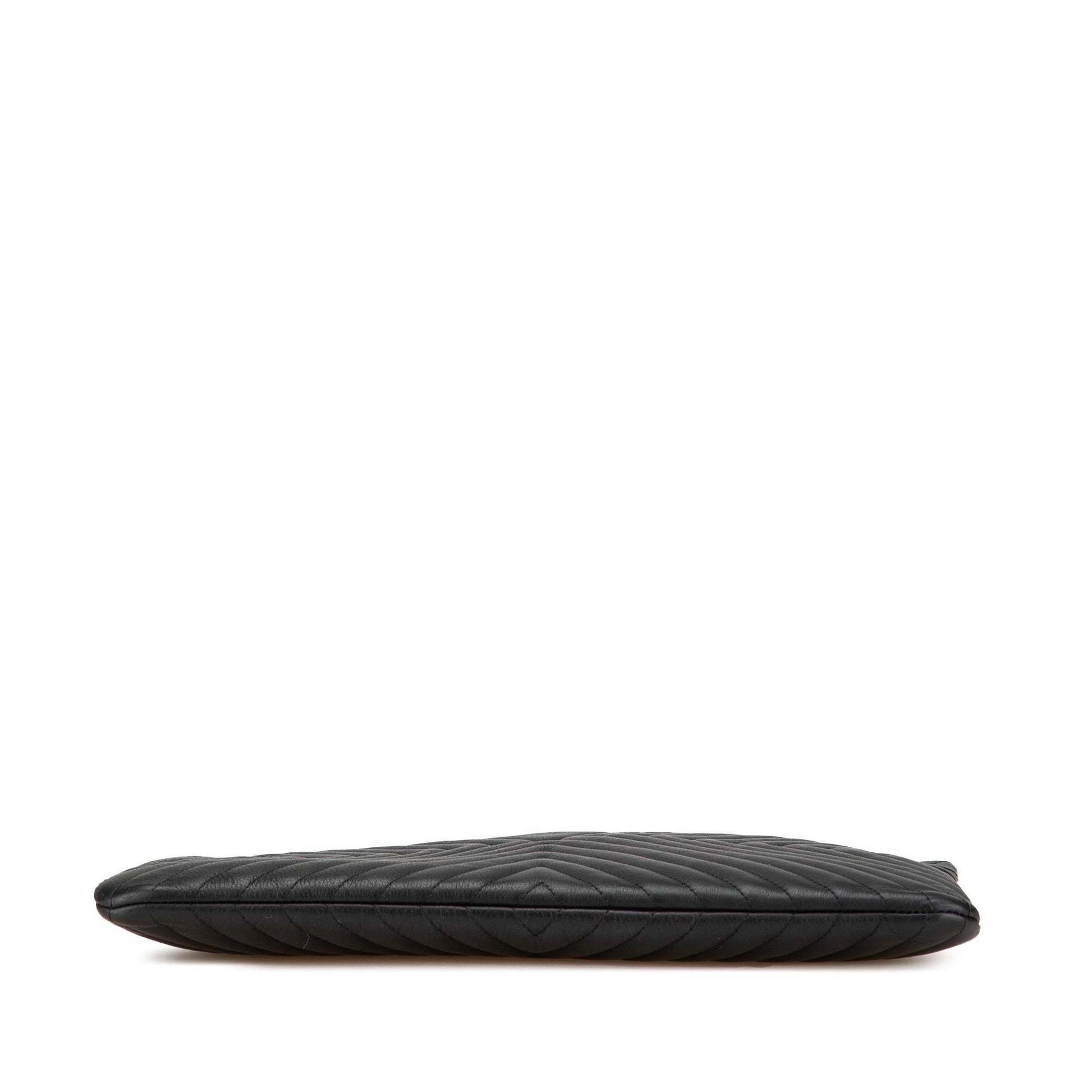 Chanel Diagonal Chevron Calfskin Tassel O Clutch Bag