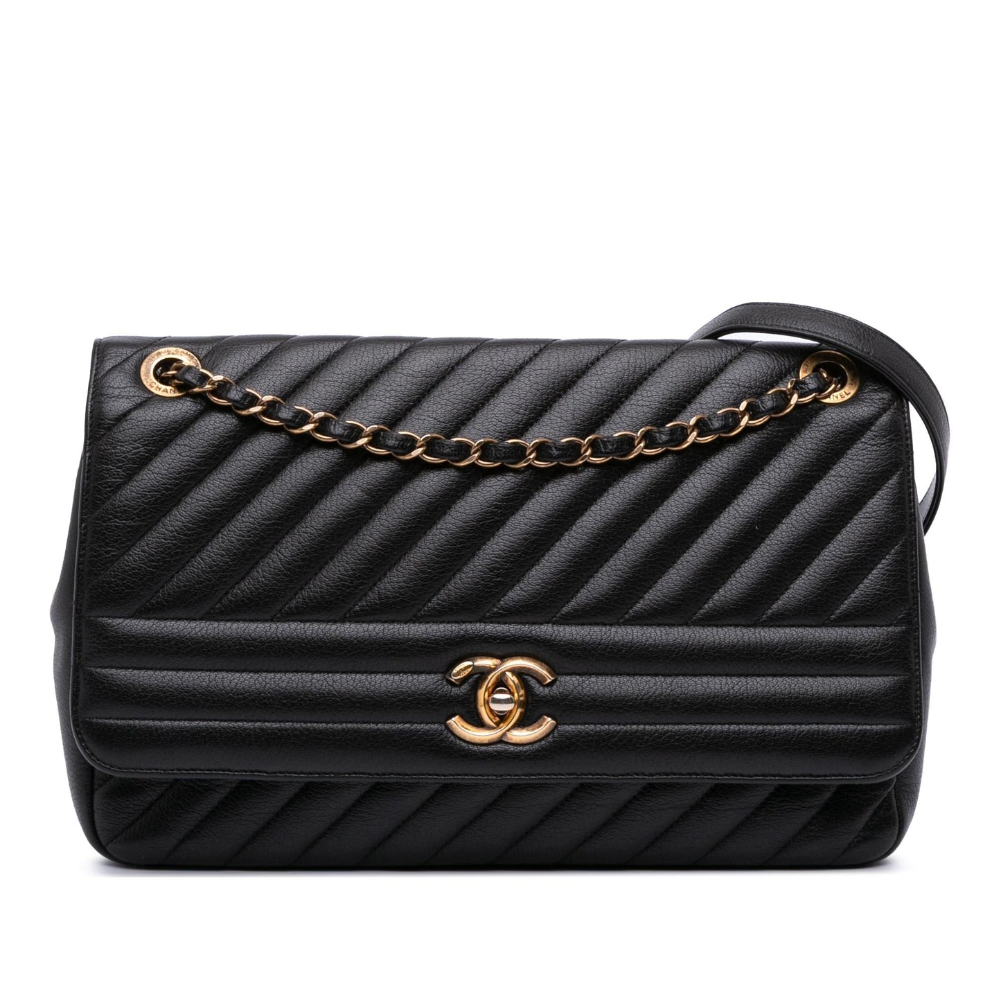 Chanel Diagonal Quilted Goatskin Flap Handbag