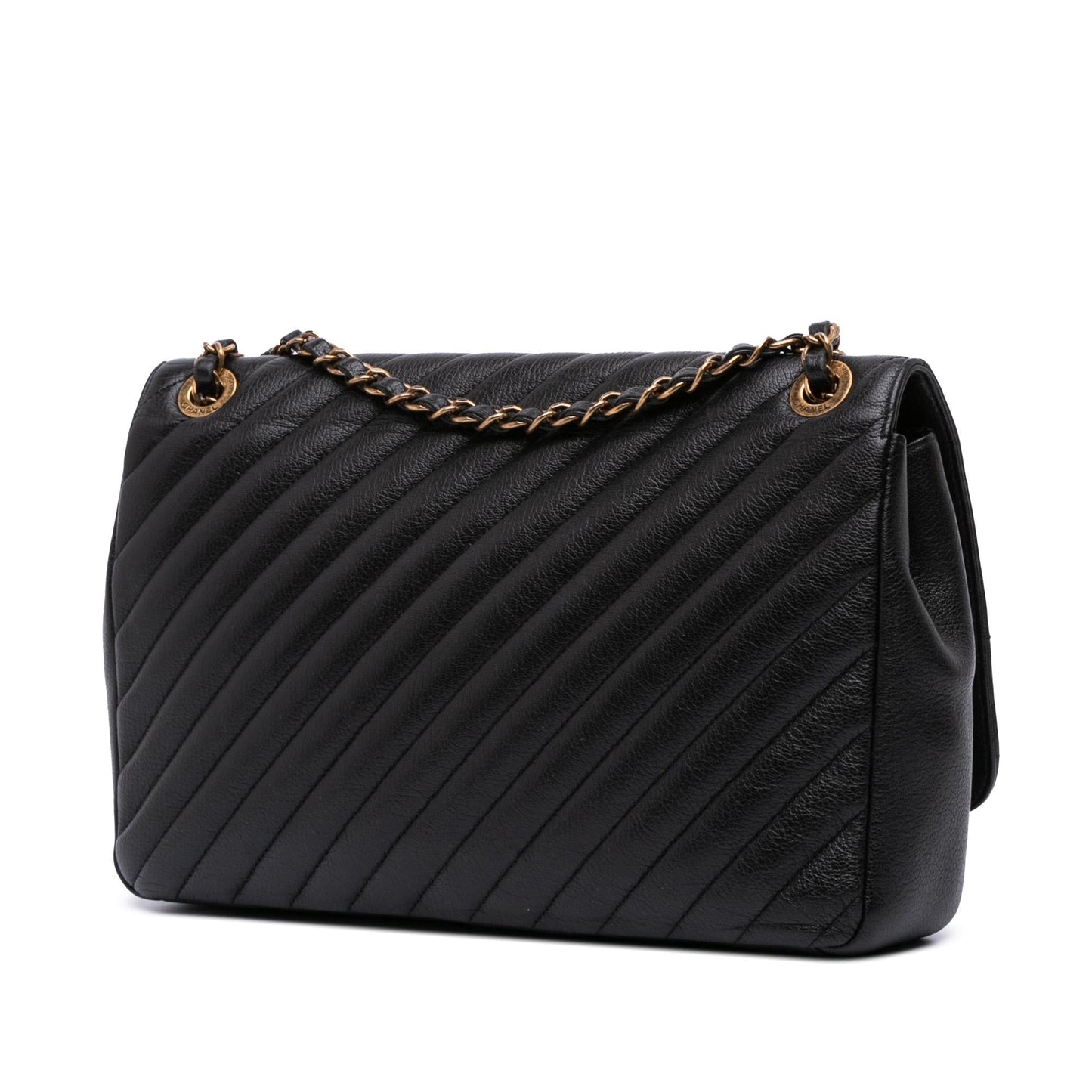 Chanel Diagonal Quilted Goatskin Flap Handbag