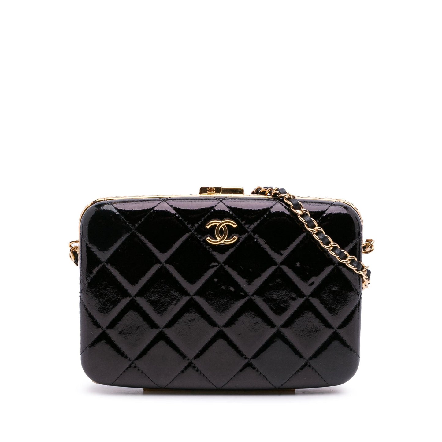 Chanel Glazed Goatskin Box Handbag With Chain