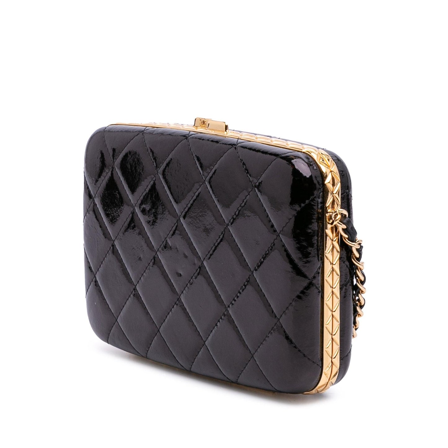 Chanel Glazed Goatskin Box Handbag With Chain