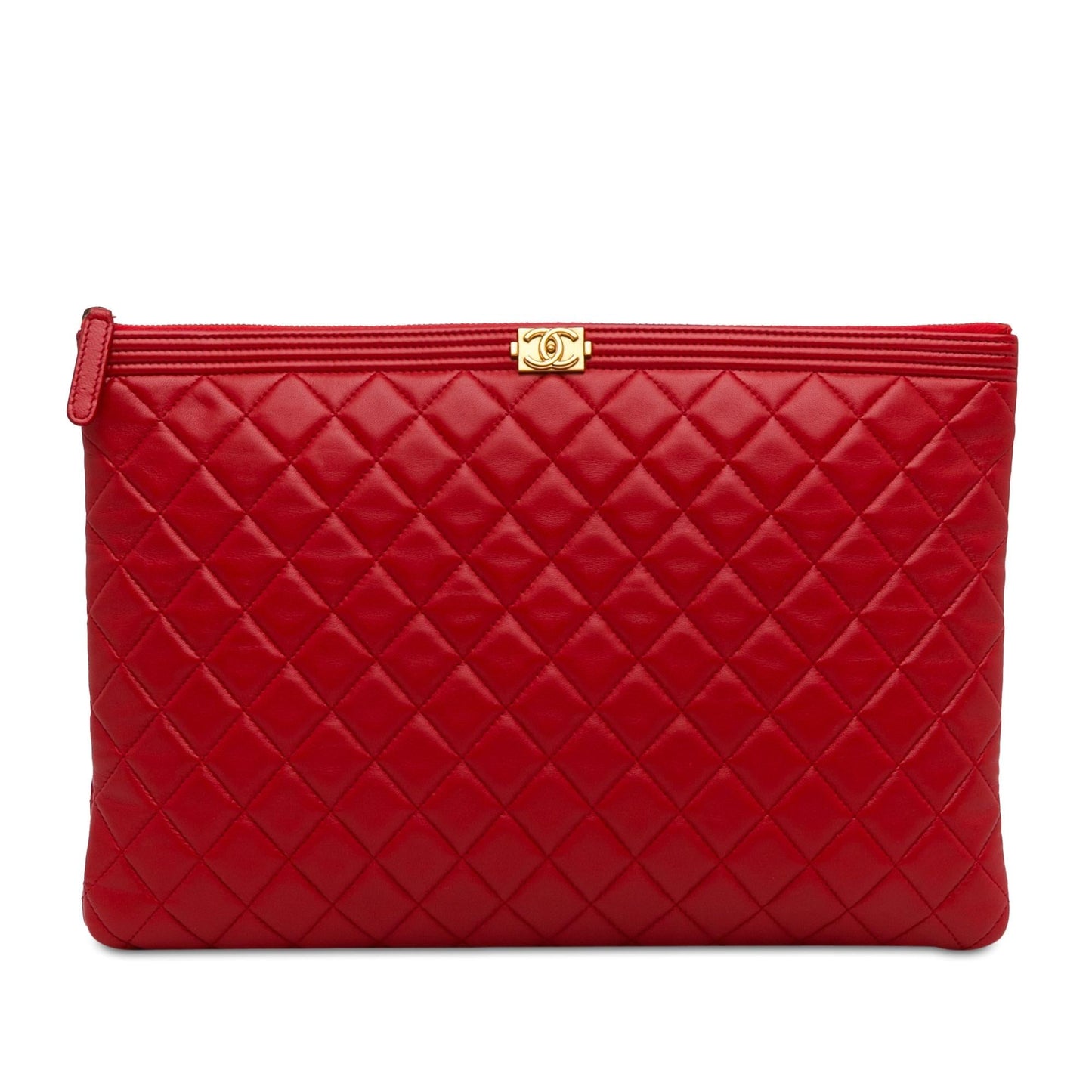 Chanel Lambskin Boy Zip SHG-ZB17in Handbag