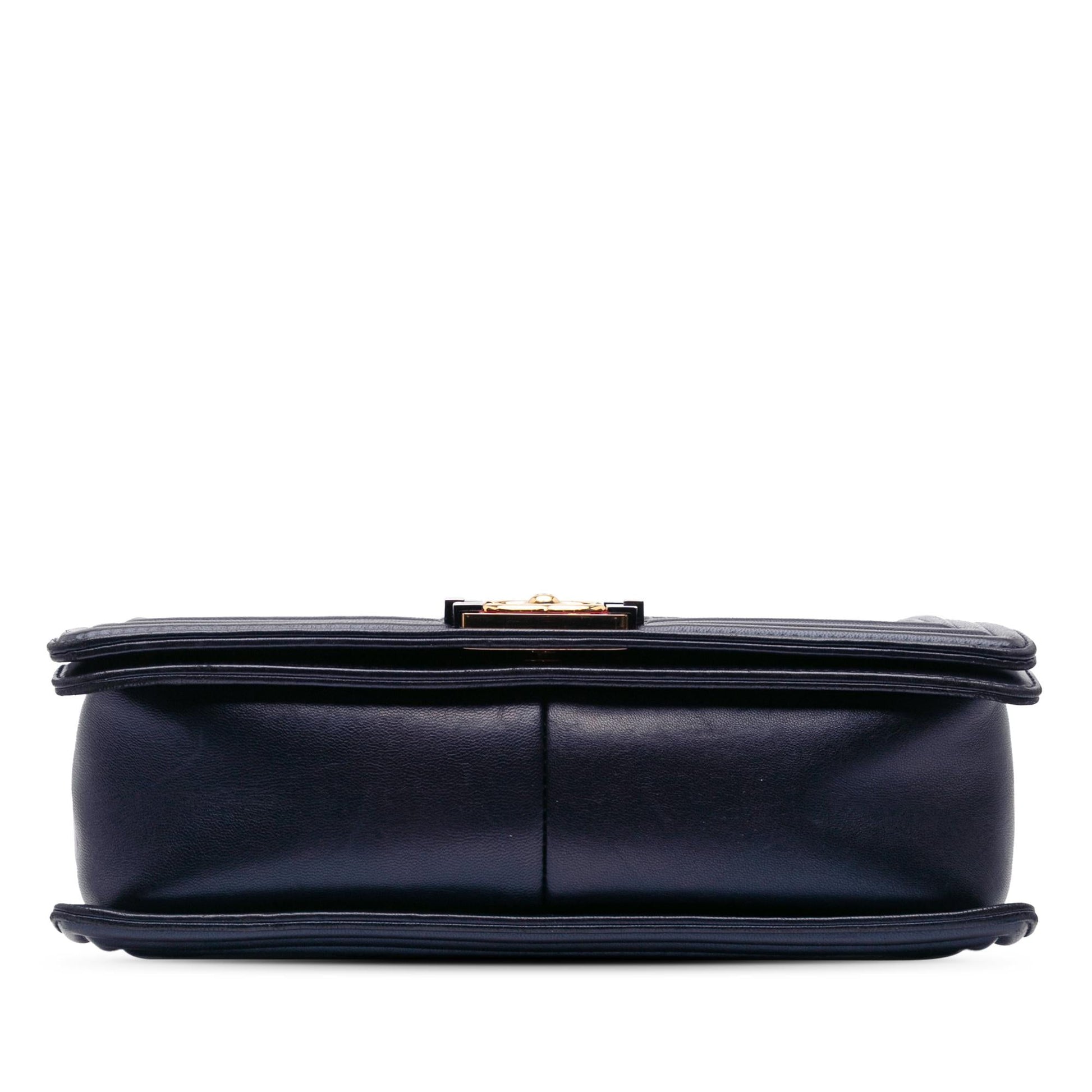 Chanel Lambskin Embossed Boy Cube Flap Handbag