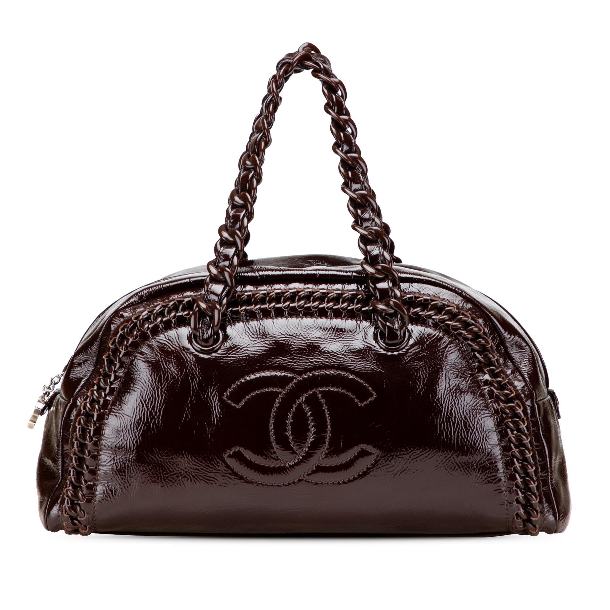 Chanel Patent Luxe Ligne Bowler Handbag