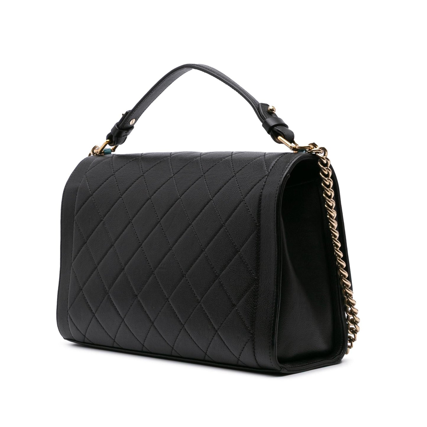 Chanel Quilted Calfskin Label Click Flap Handbag