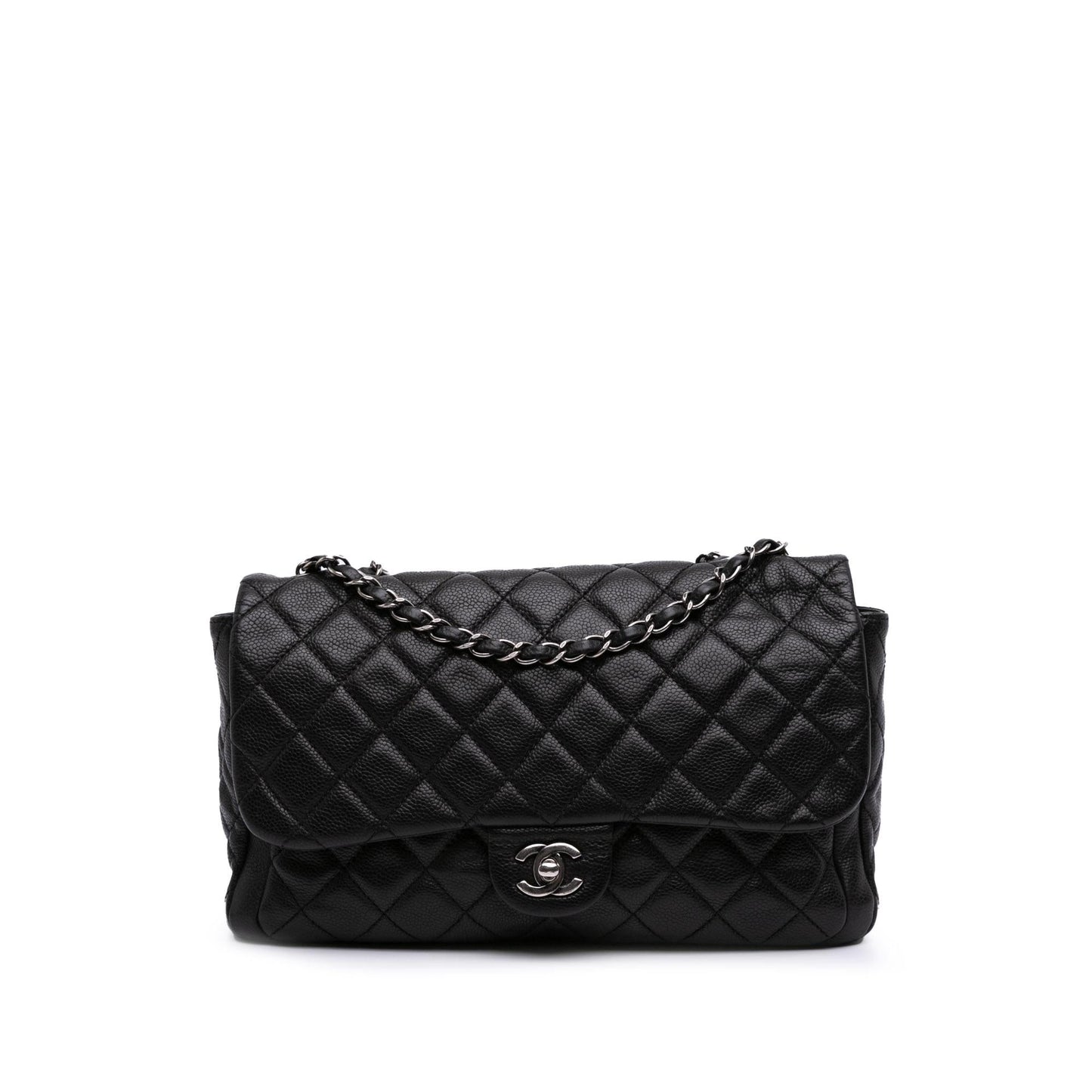 Chanel Quilted Caviar Now Forever Flap Handbag