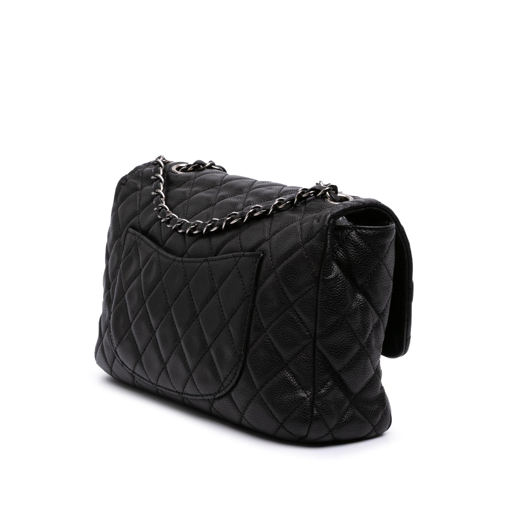 Chanel Quilted Caviar Now Forever Flap Handbag