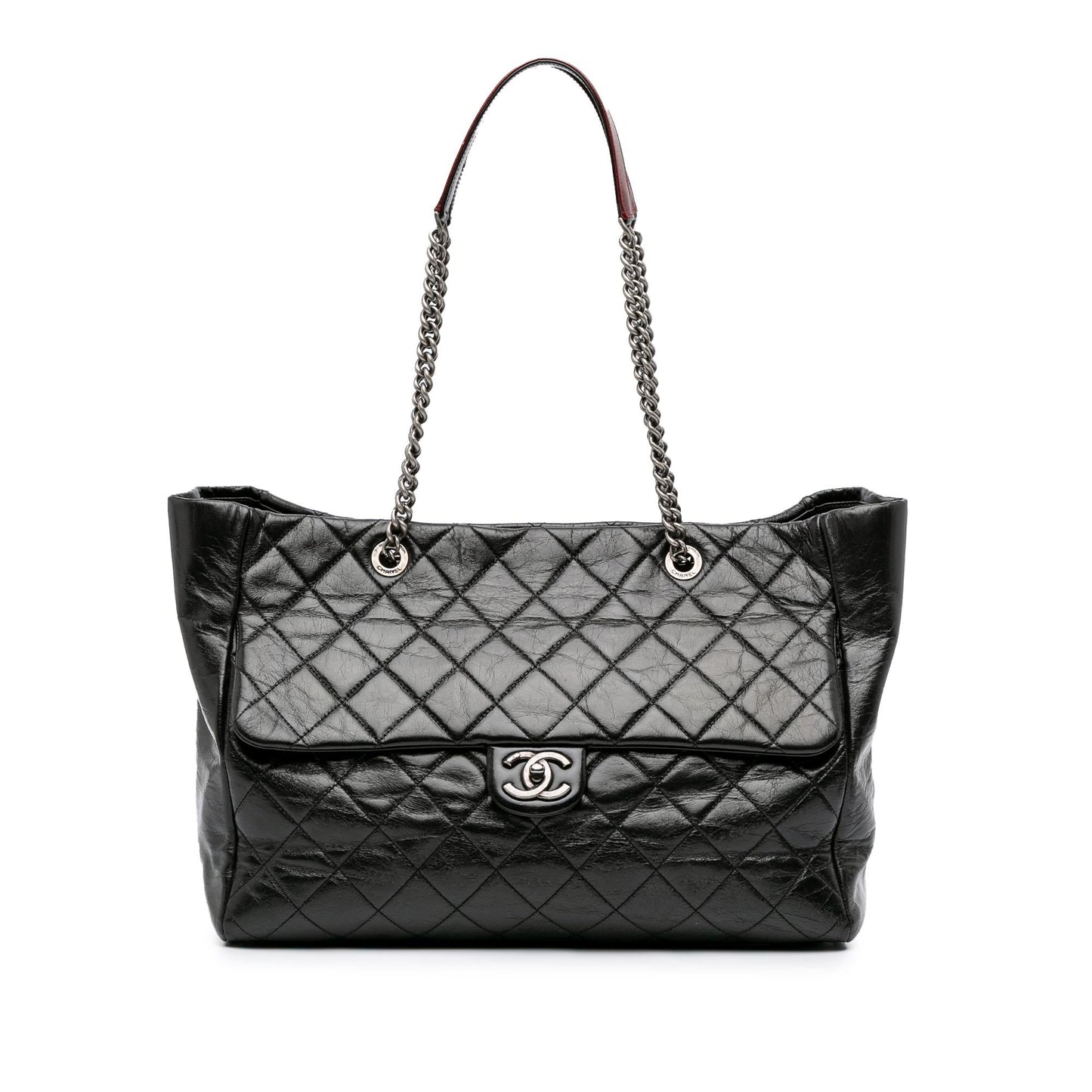 Chanel Quilted Glazed Calfskin Duo Color Tote Bag