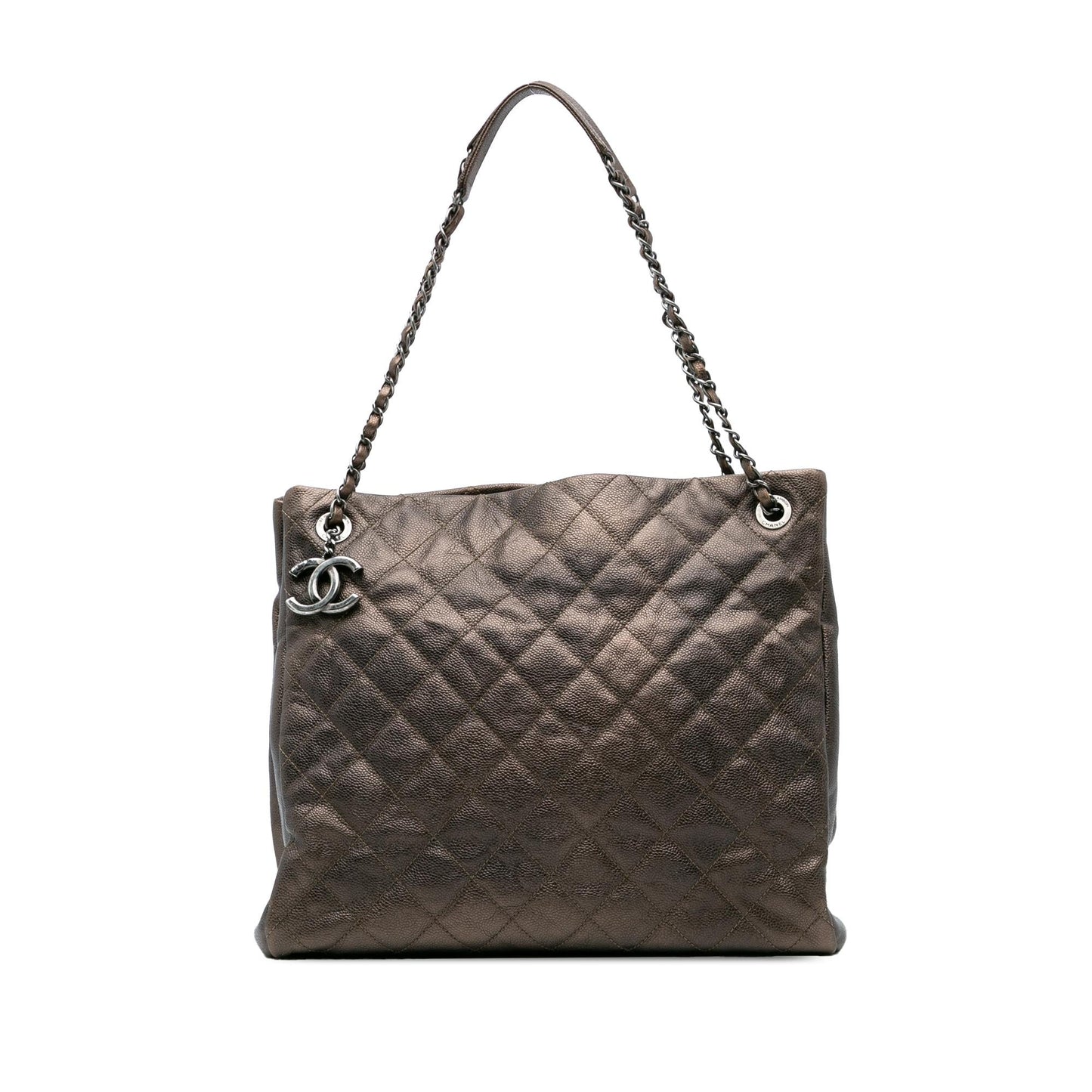 Chanel Quilted Iridescent Caviar Chic Tall Shopping Tote Bag