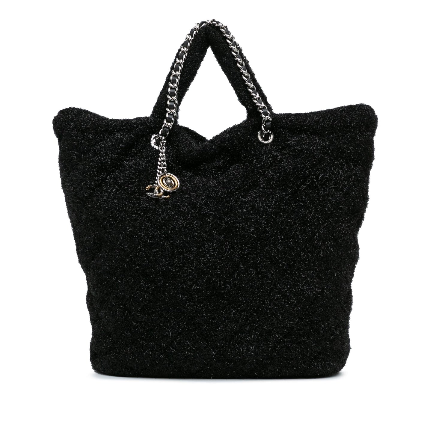 Chanel Quilted Knit Pluto Glitter Satchel Bag