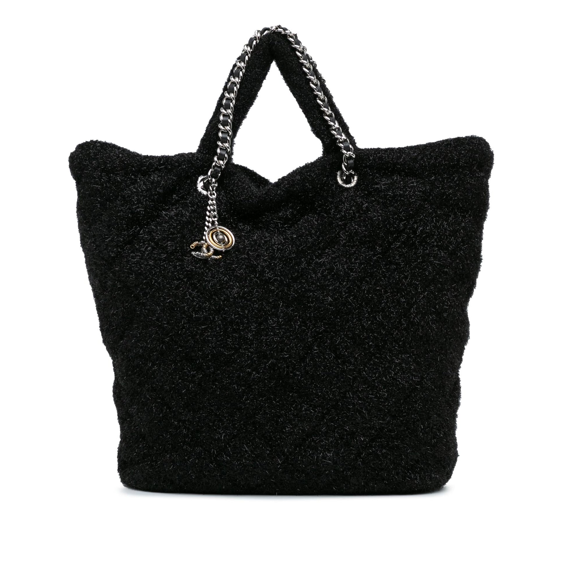 Chanel Quilted Knit Pluto Glitter Satchel Bag