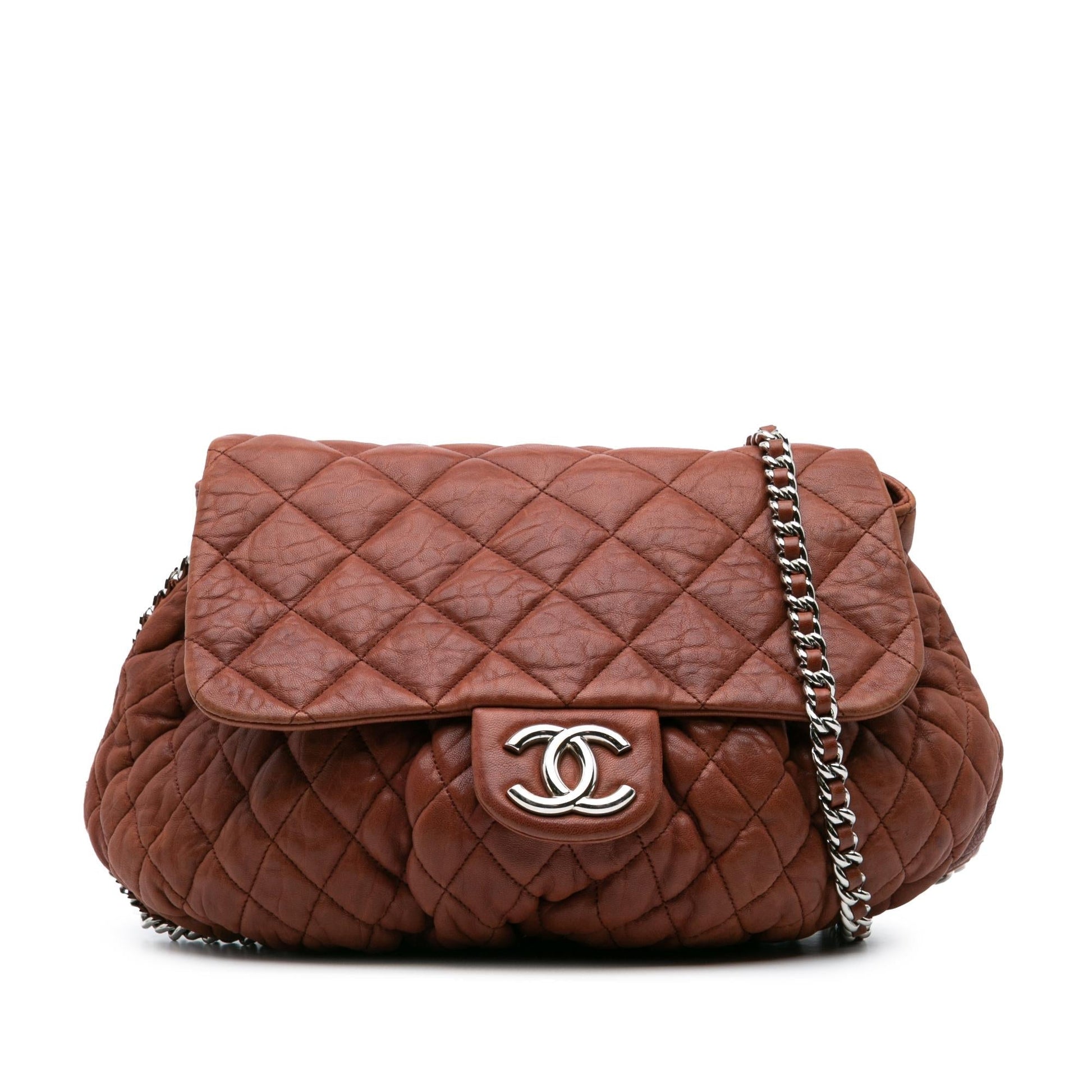 Chanel Quilted Lambskin Around Flap Handbag Around Flap