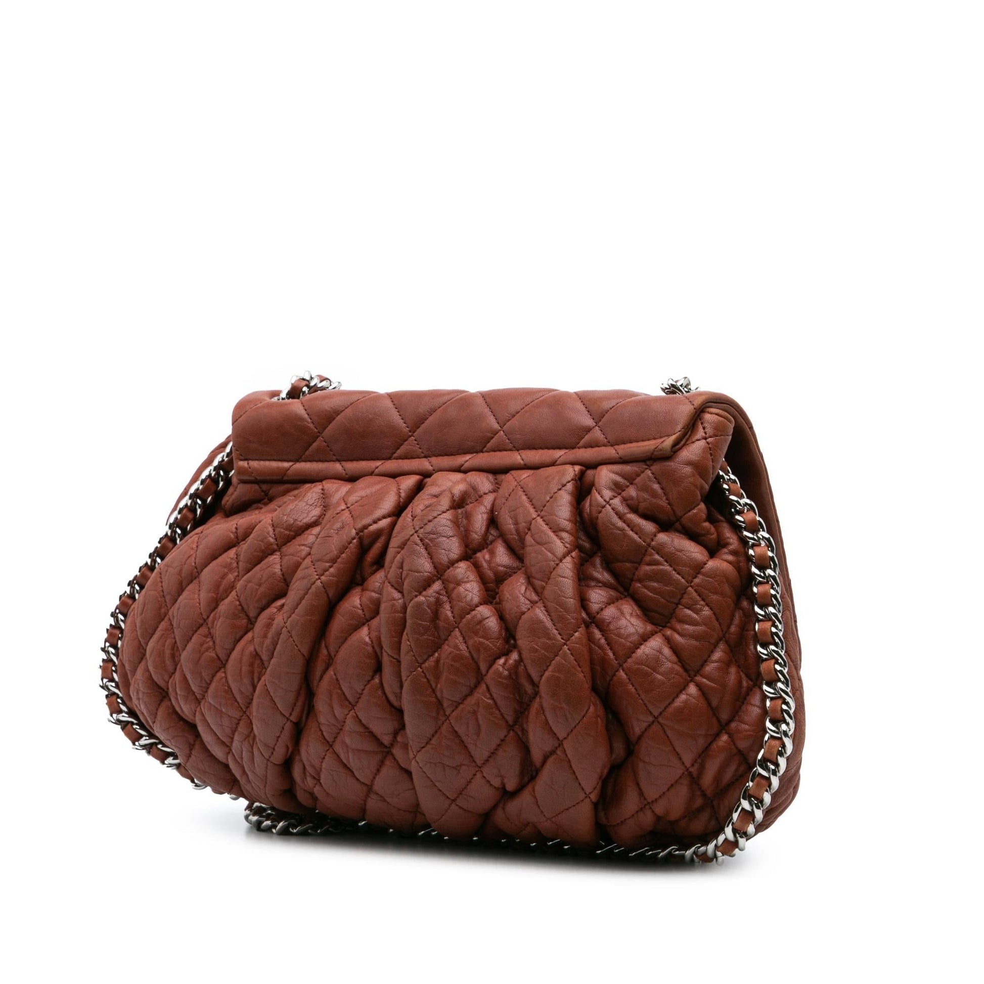 Chanel Quilted Lambskin Around Flap Handbag Around Flap