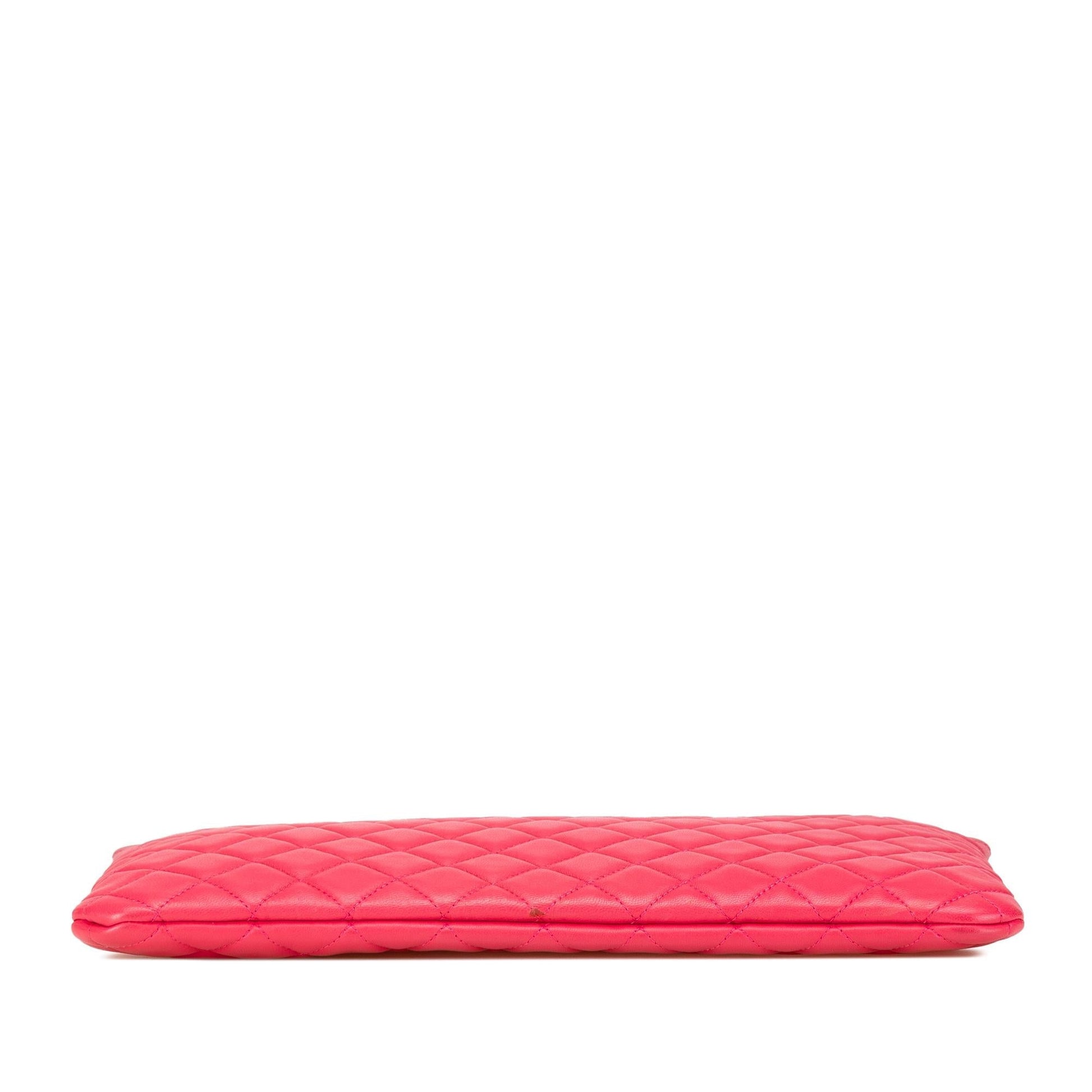 Chanel Quilted Lambskin O Clutch Bag