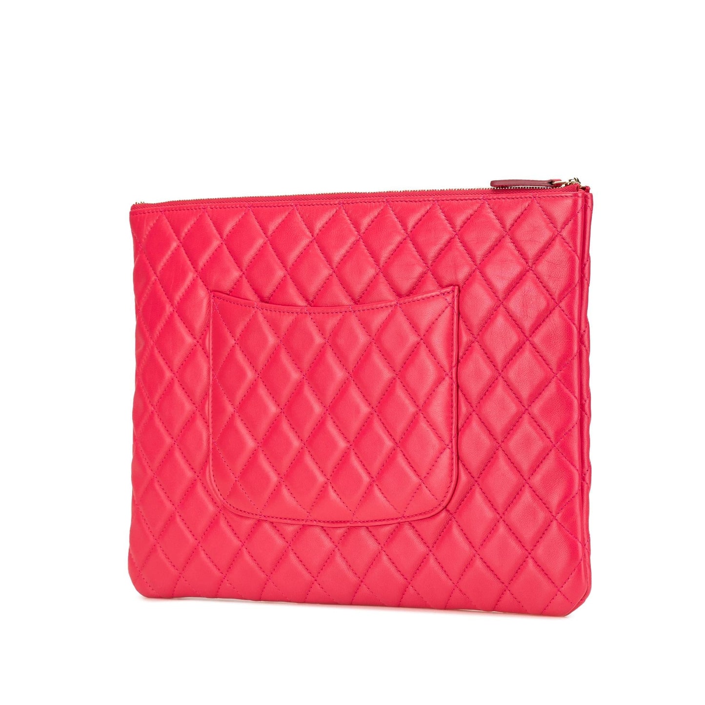 Chanel Quilted Lambskin O Clutch Bag