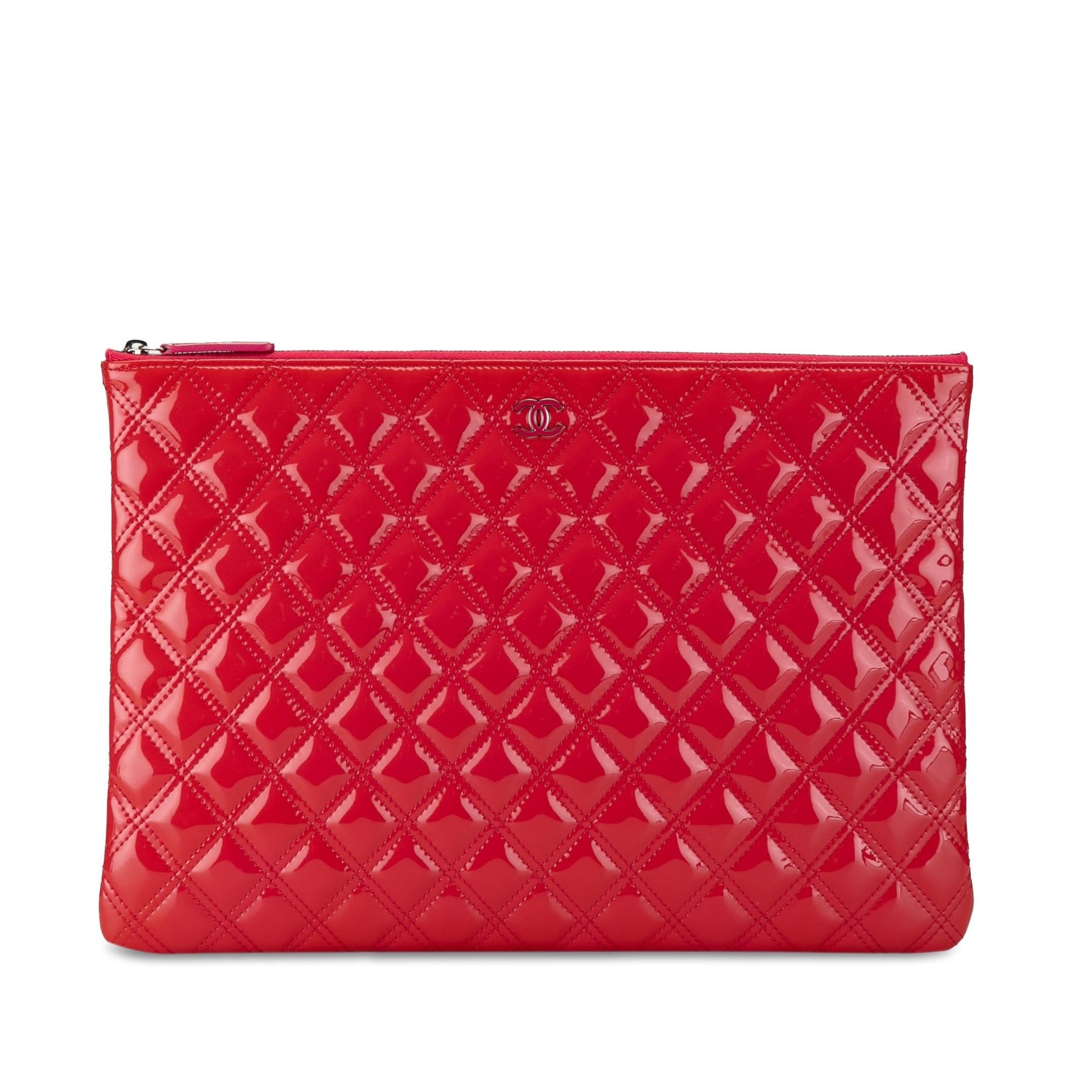 Chanel Quilted Patent O SHG-5Pt1t3 Leather Clutch Bag