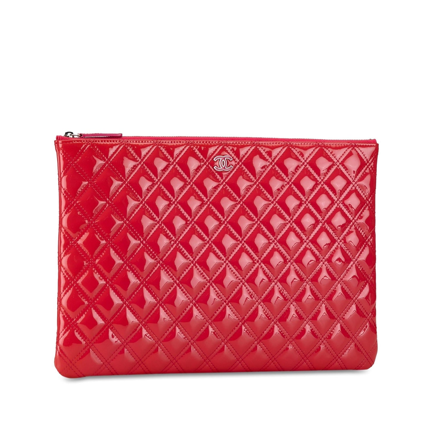 Chanel Quilted Patent O SHG-5Pt1t3 Leather Clutch Bag