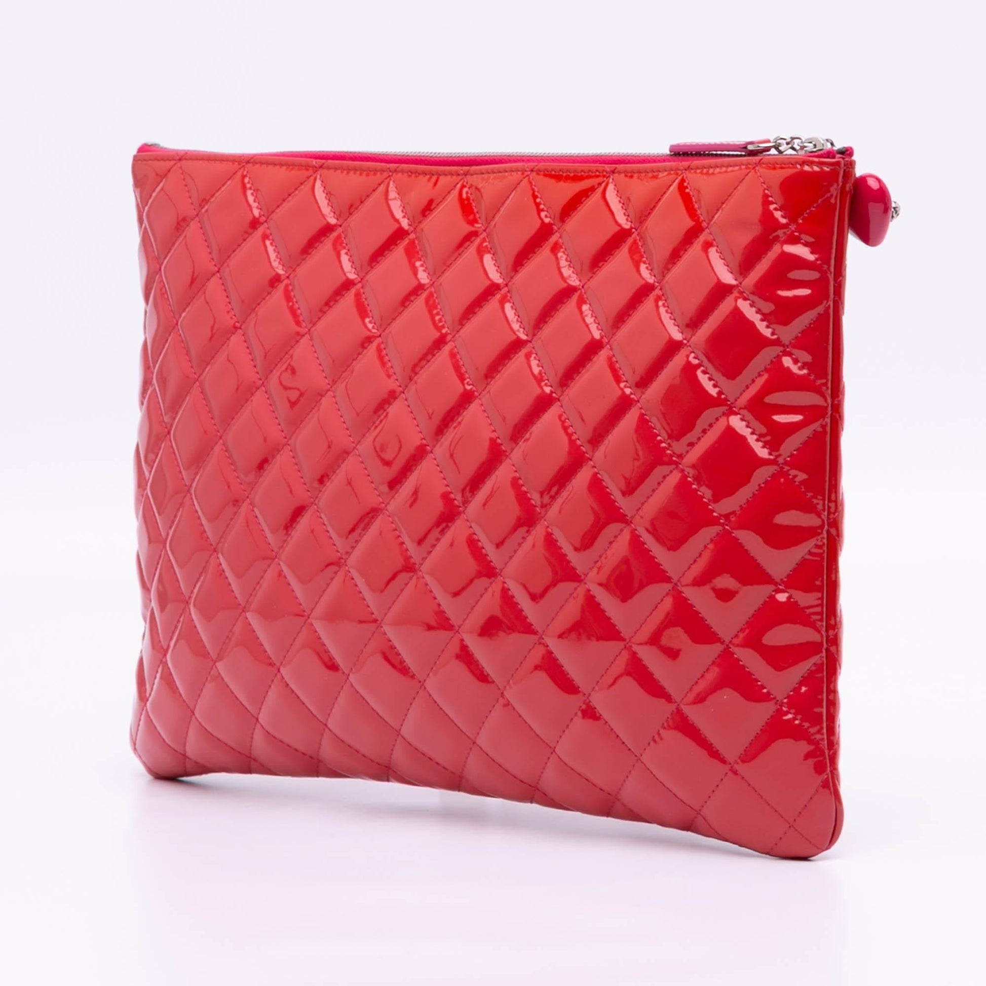 Chanel Quilted Patent O Clutch Bag