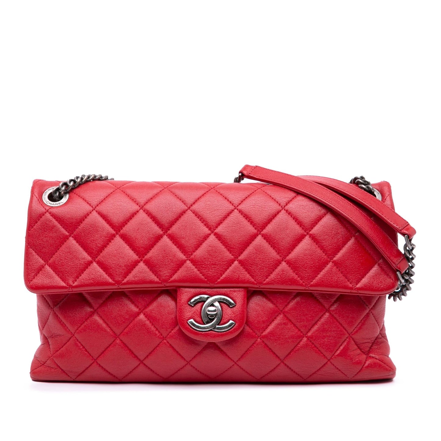 Chanel Quilted Shiny Lambskin Burgundy Rocks Flap Handbag
