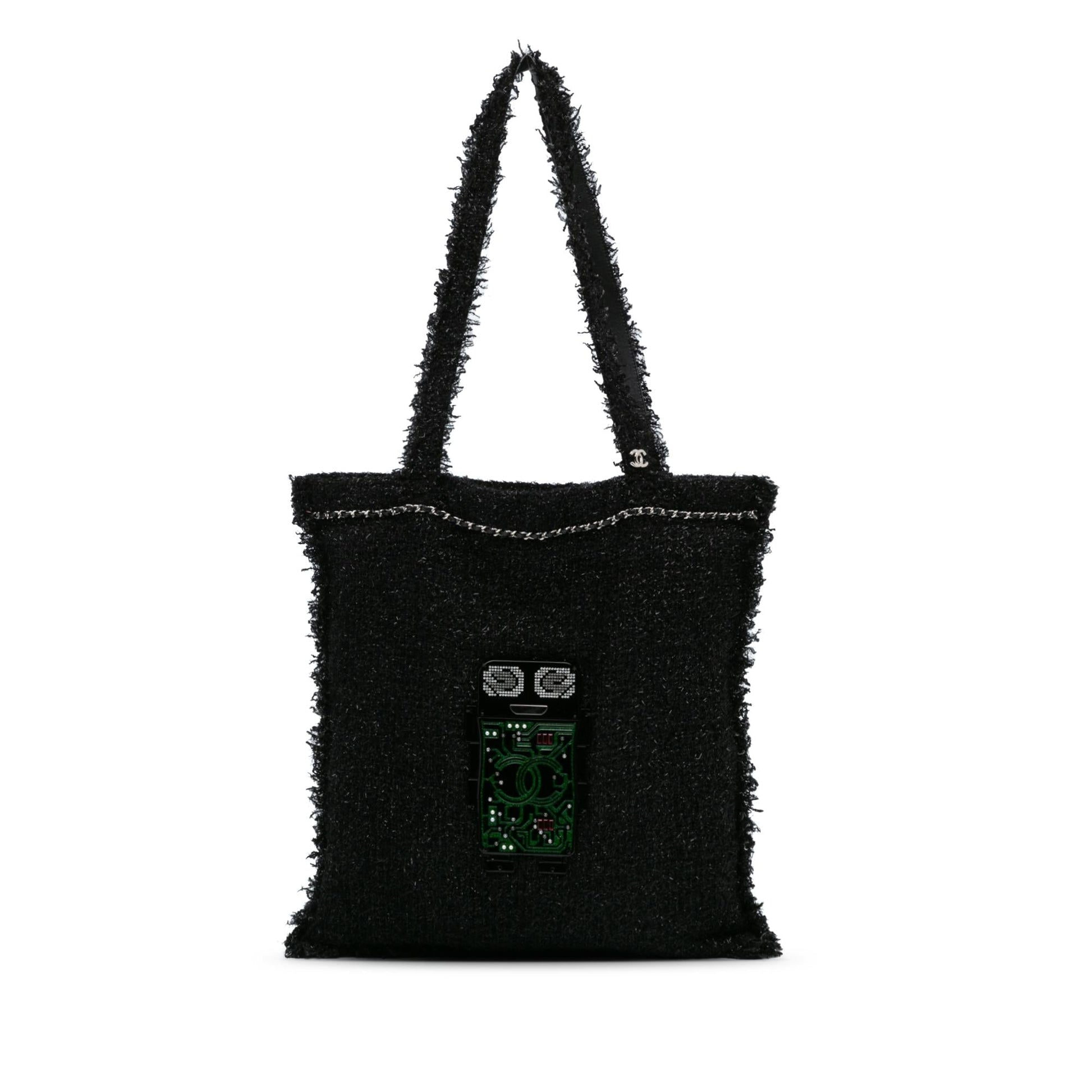 Chanel Resin Embellished Tweed Robot Shopping Tote Bag