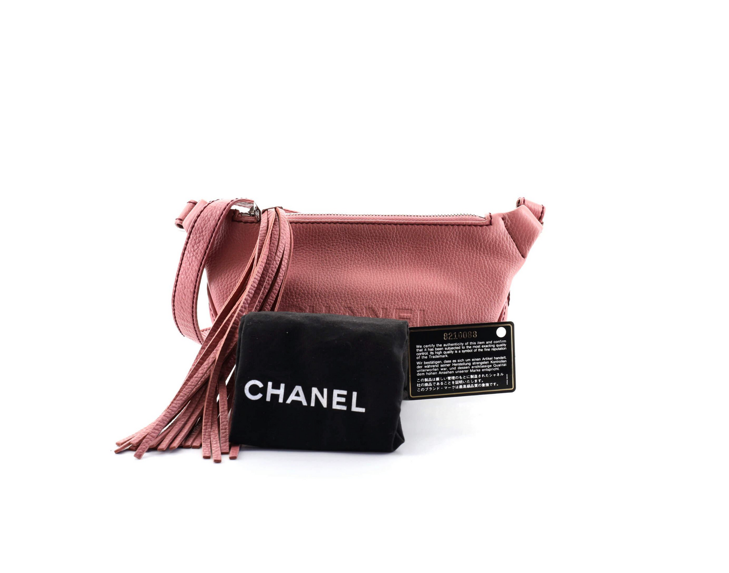 Chanel Lax Pebbled Pink Leather Crossbody Bag