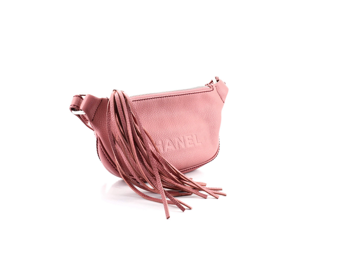 Chanel Lax Pebbled Pink Leather Crossbody Bag