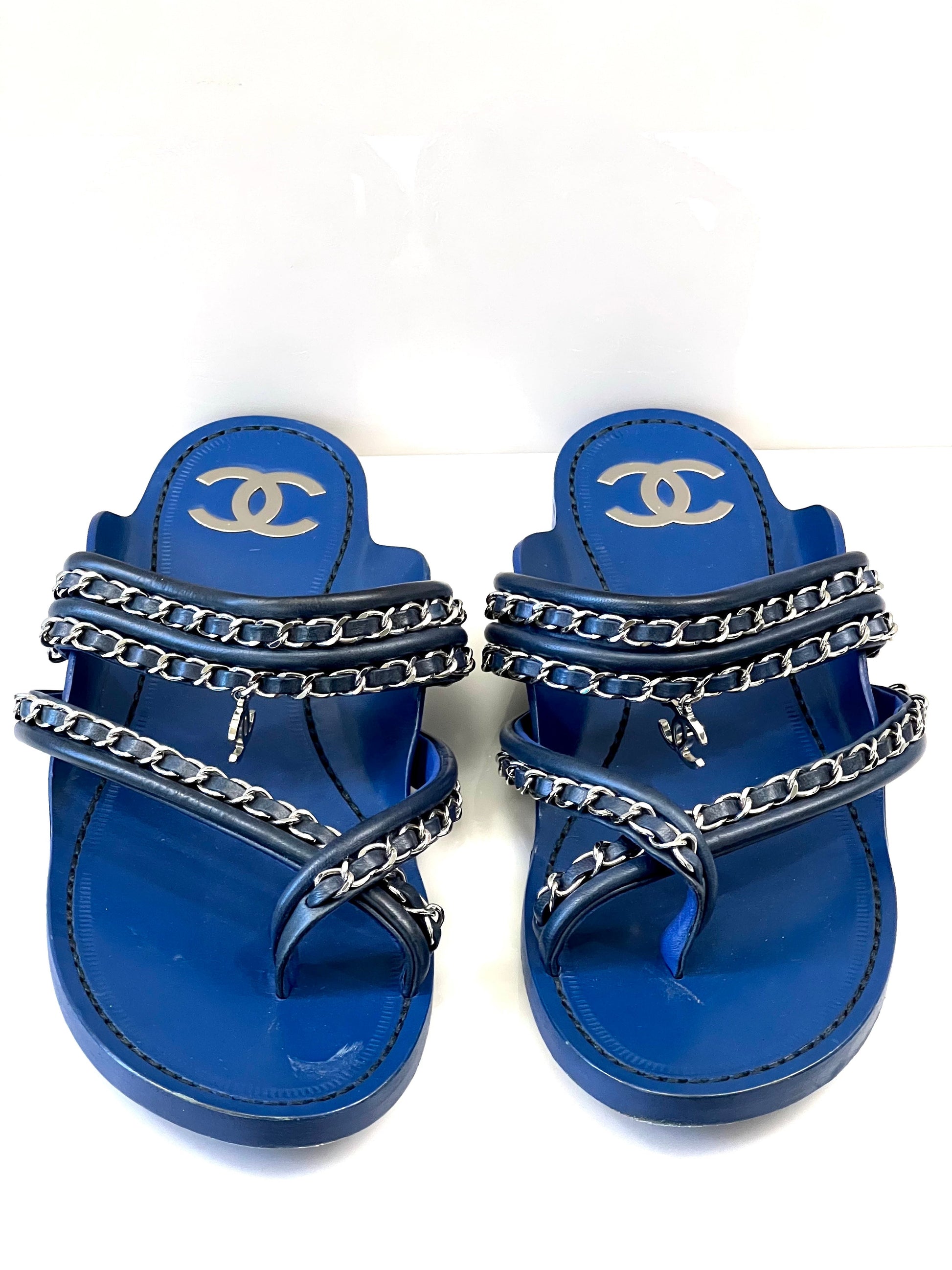 Chanel CC Chain Leather Sandals for Women