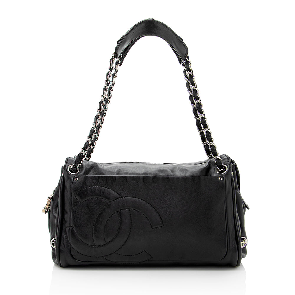 Chanel Diagonal CC Ligne Accordion Satchel SHF Leather Satchel Bag
