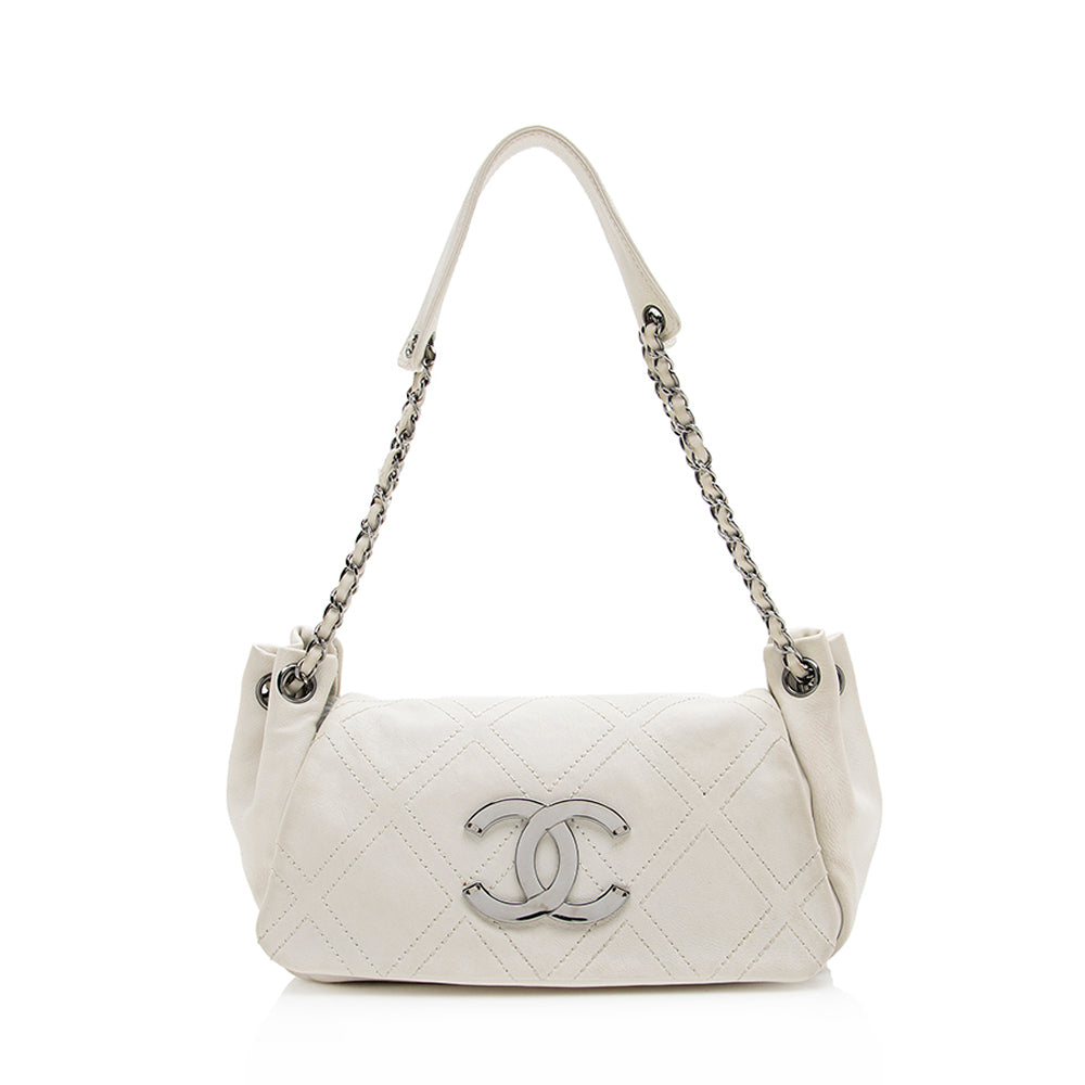 Chanel Diamond Stitched Accordion Flap SHF Leather Shoulder Bag