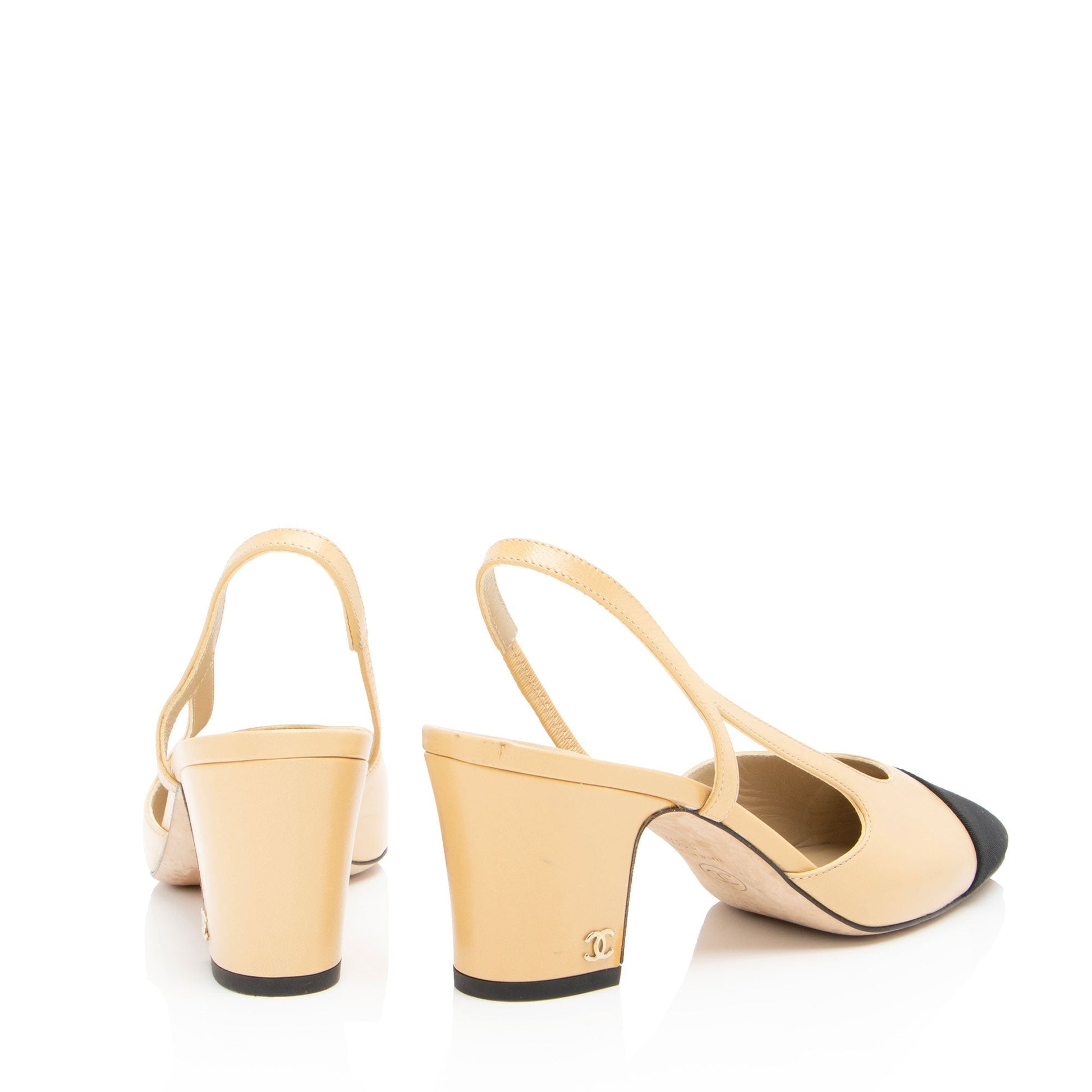 Chanel Grosgrain Cap Toe Pumps - Size 6.5 Leather Denim Shoes
