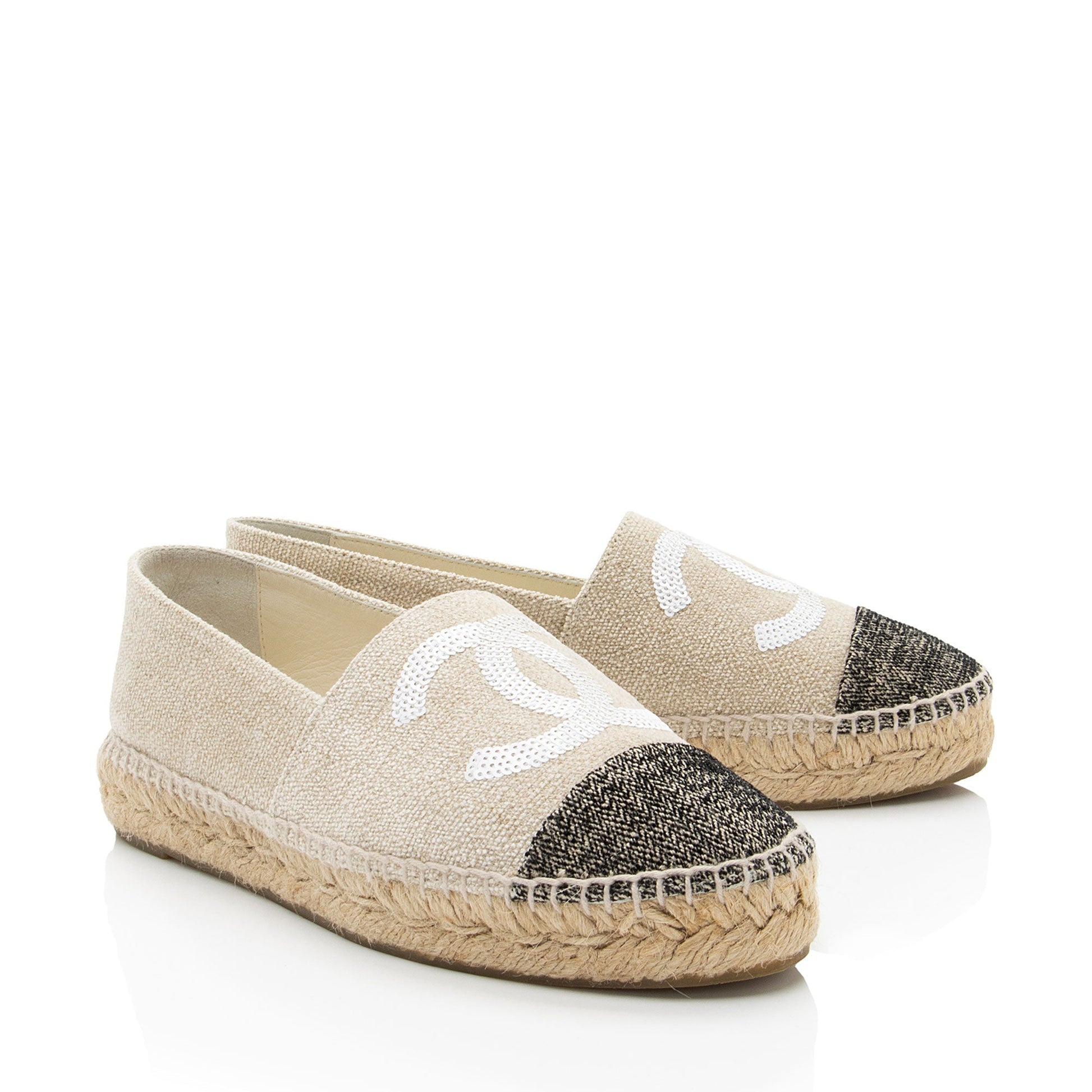 Chanel Linen Sequin CC Espadrilles Handbag