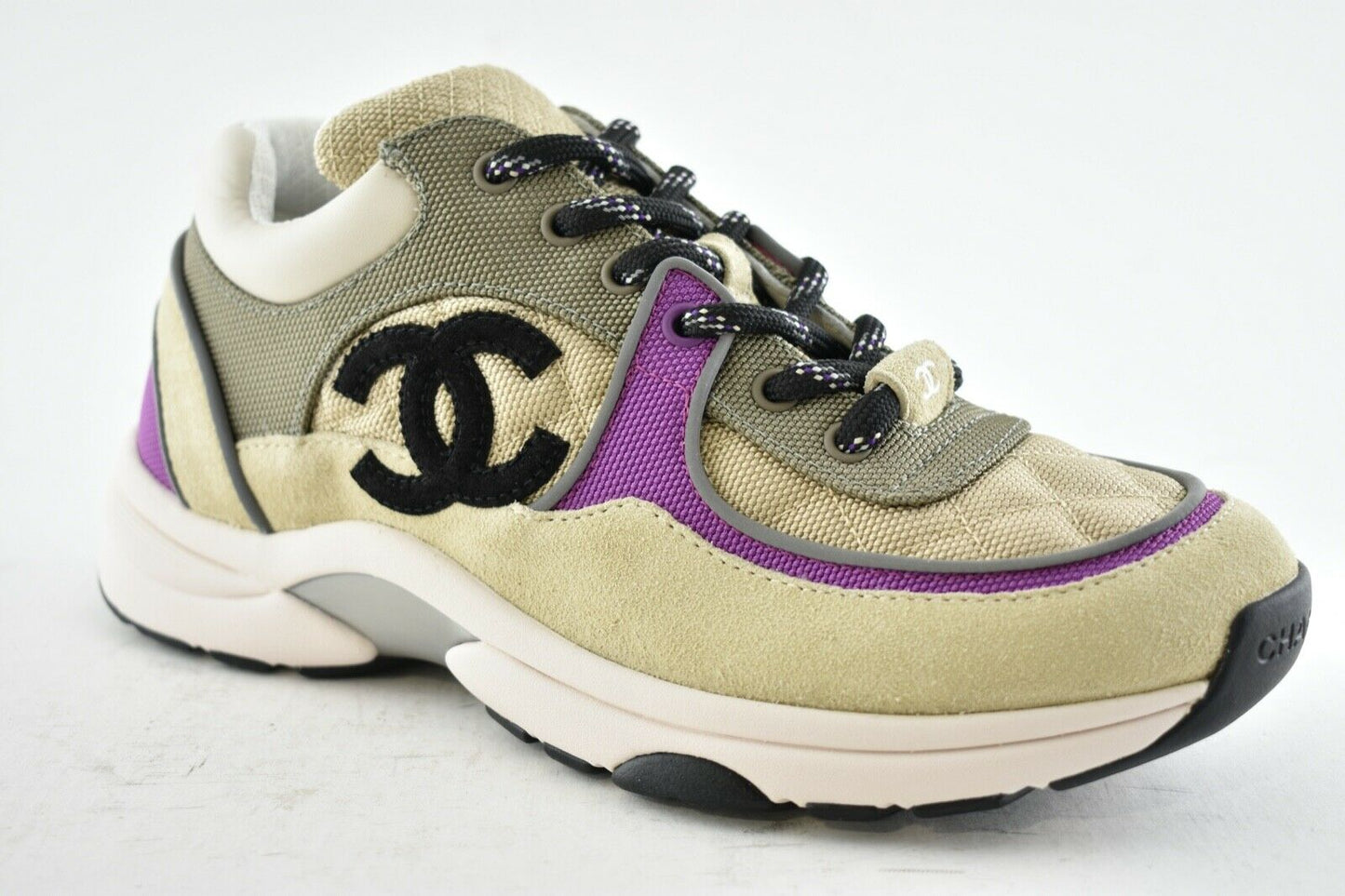 Chanel Mesh Suede Calfskin CC Lo Top Trainers Sneakers for Women