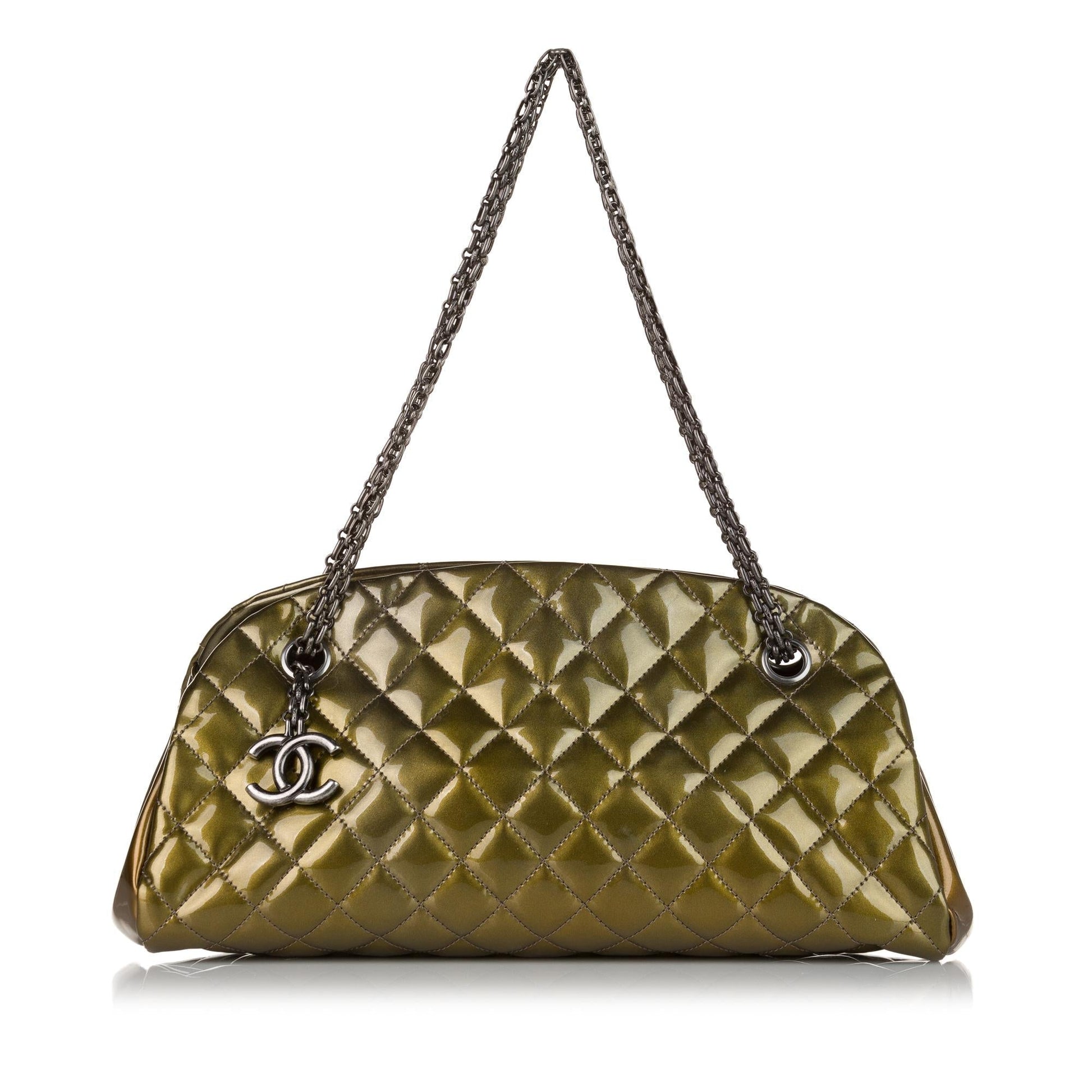 Chanel Mademoiselle Lambskin Bowling SHG Leather Handbag Bag Shg