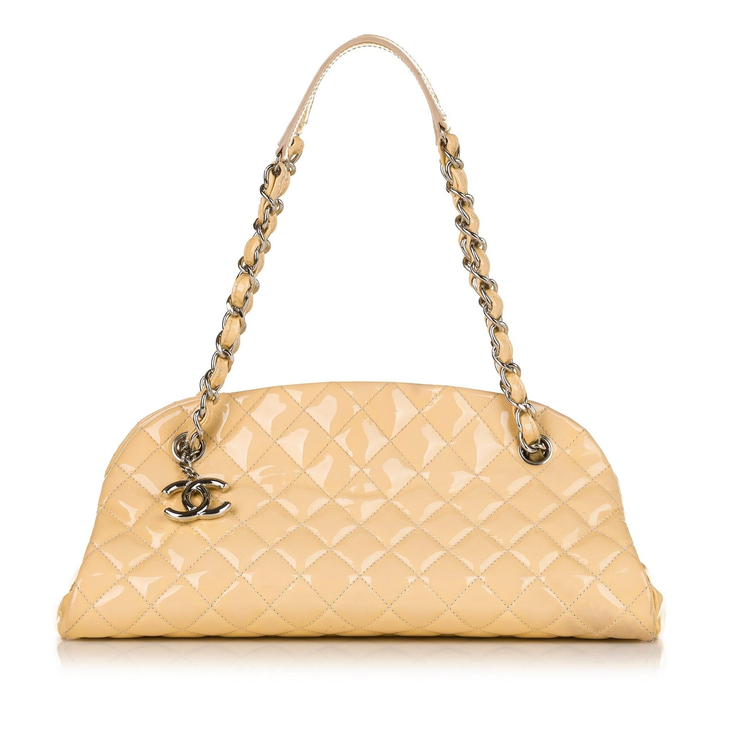 Chanel Mademoiselle Patent Bowling SHG Leather Handbag Bag Shg