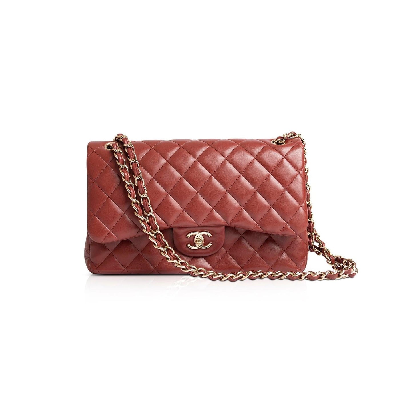 Chanel Maroon Classic Jumbo Double Flap Lambskin Travel Bag