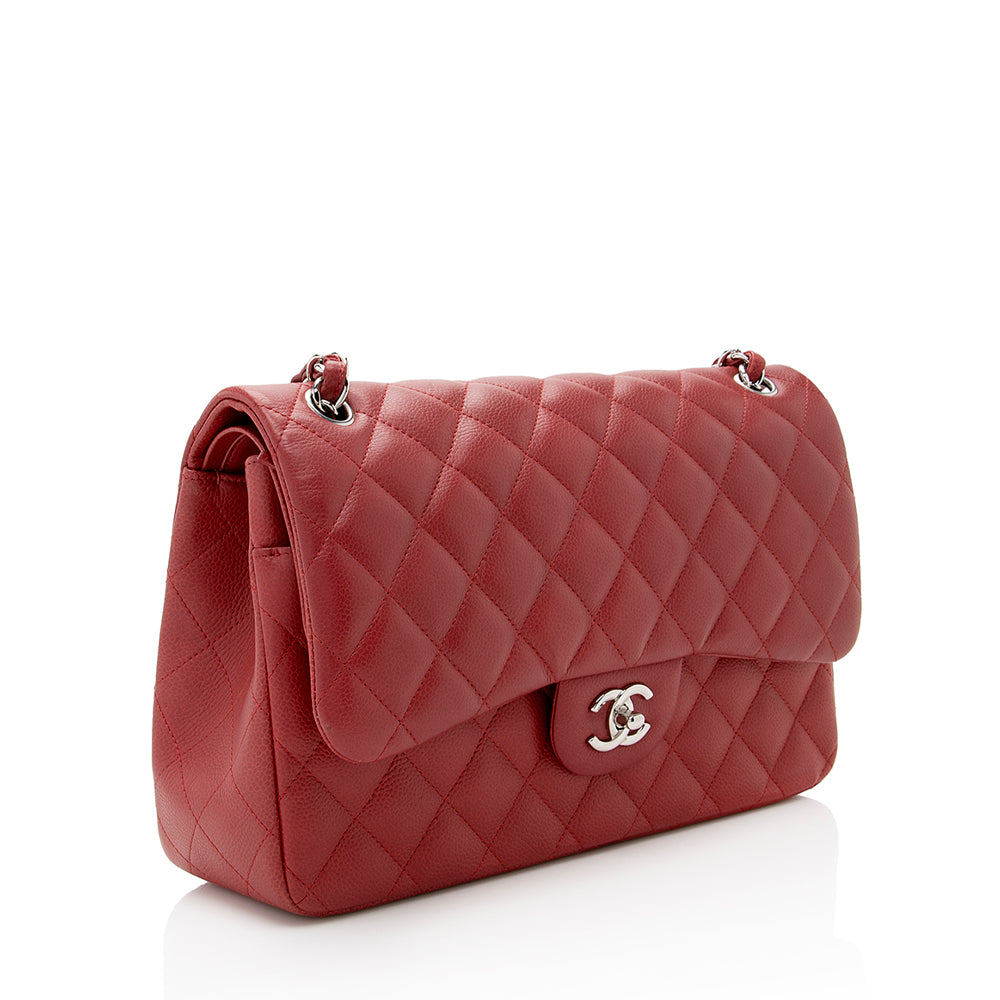 Chanel Matte Caviar Lambskin Jumbo Double Flap Shoulder Bag