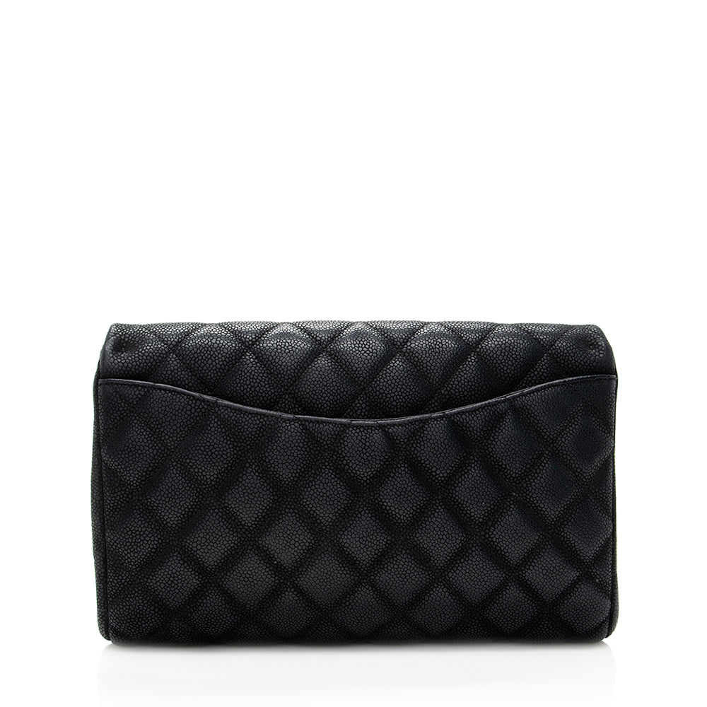 Chanel Matte Caviar Flap SHF Leather Clutch Bag