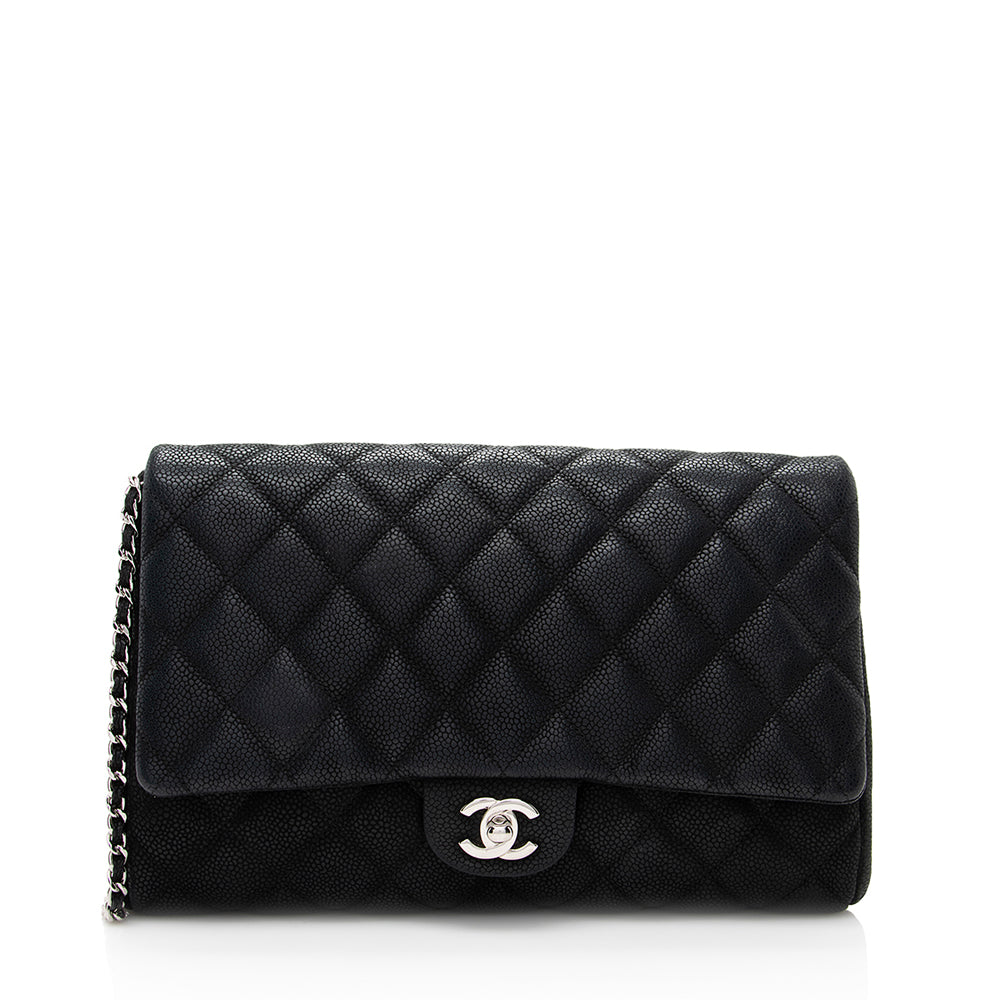 Chanel Matte Caviar Flap SHF Leather Clutch Bag