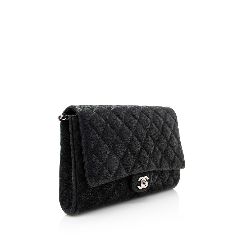 Chanel Matte Caviar Flap SHF Leather Clutch Bag