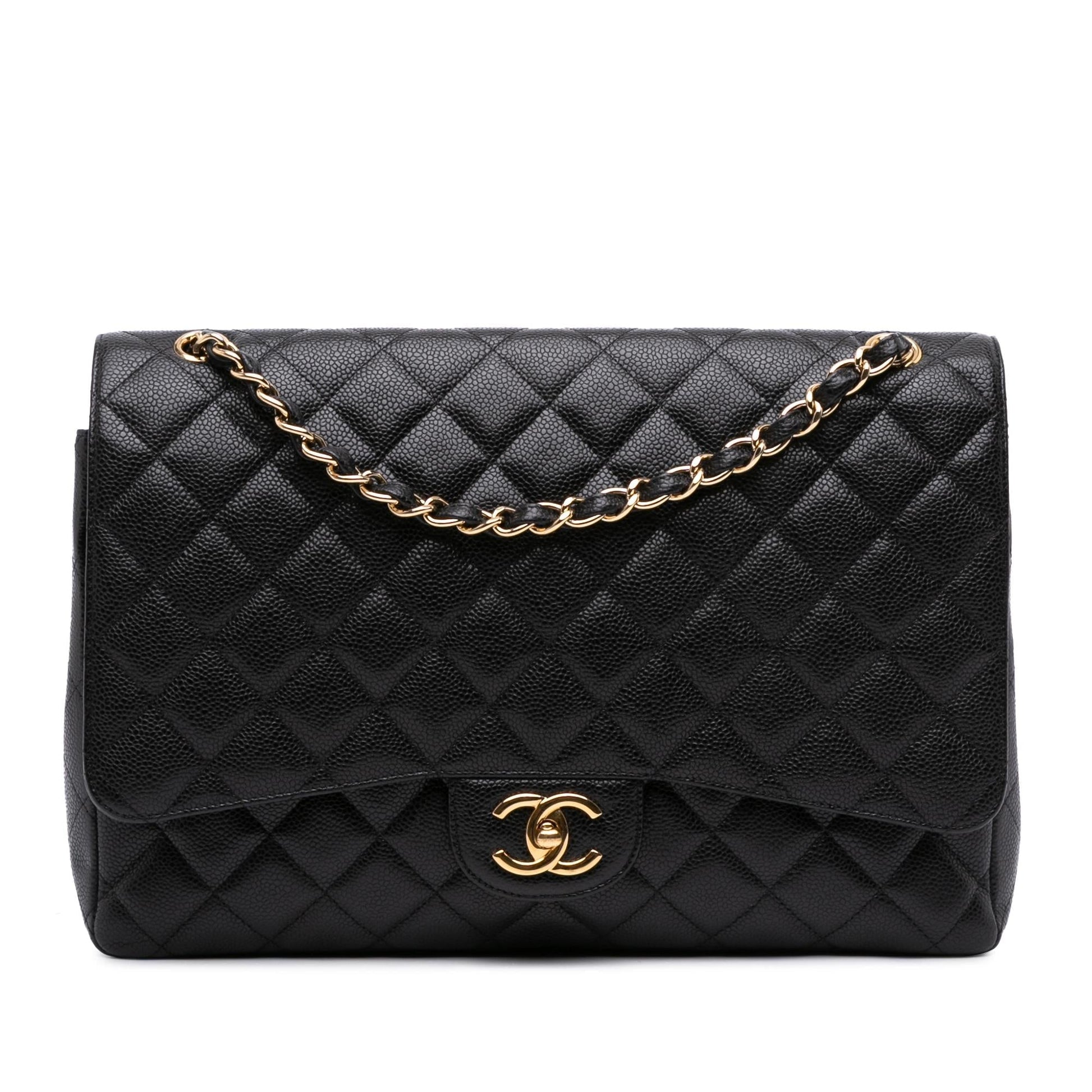 Chanel Maxi Classic Caviar Double Flap Handbag Flap 3